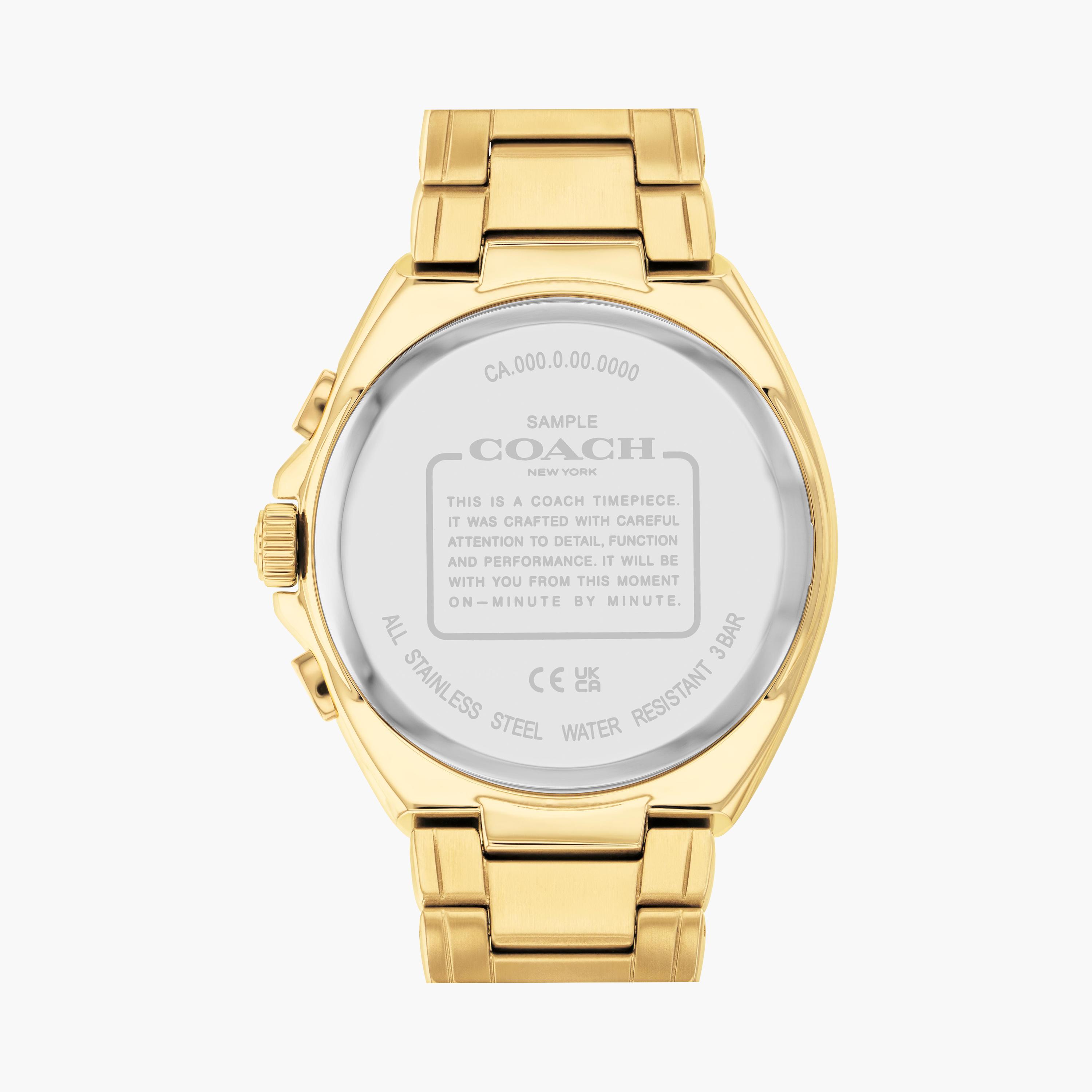 كوتش-  ساعة للرجال 44 مم كرونوغراف بسوار ستانلس ستيل لون الذهبي | 14602697-men-watchesandjewellery-watches-image-3