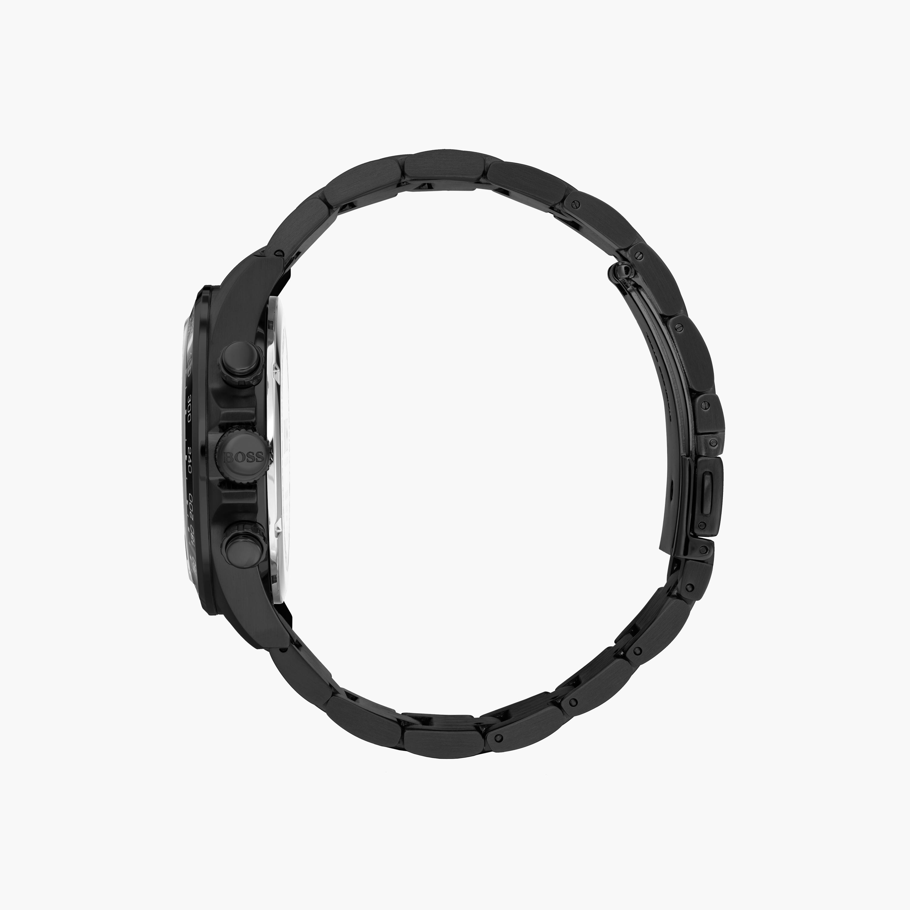 هوغو بوس-  ساعة كرونوغراف سوداء للرجال بقطر 45 مم وسوار ستانلس ستيل | 1513754-men-watchesandjewellery-watches-image-2