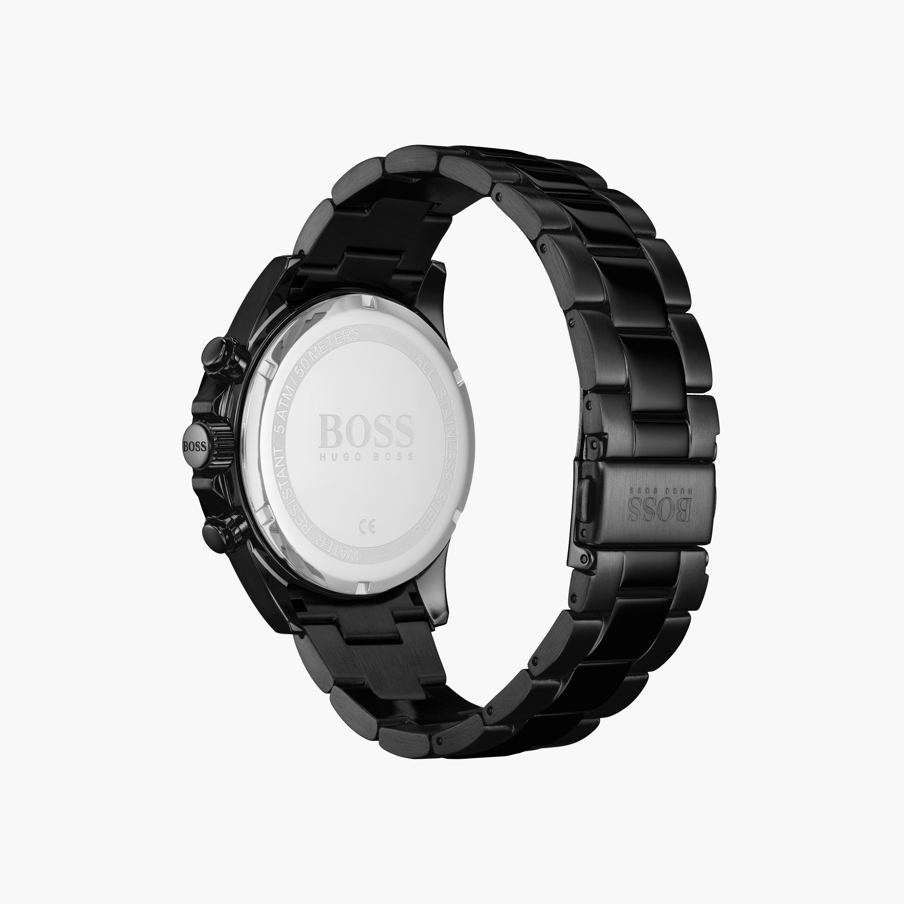 هوغو بوس-  ساعة كرونوغراف سوداء للرجال بقطر 45 مم وسوار ستانلس ستيل | 1513754-men-watchesandjewellery-watches-image-3