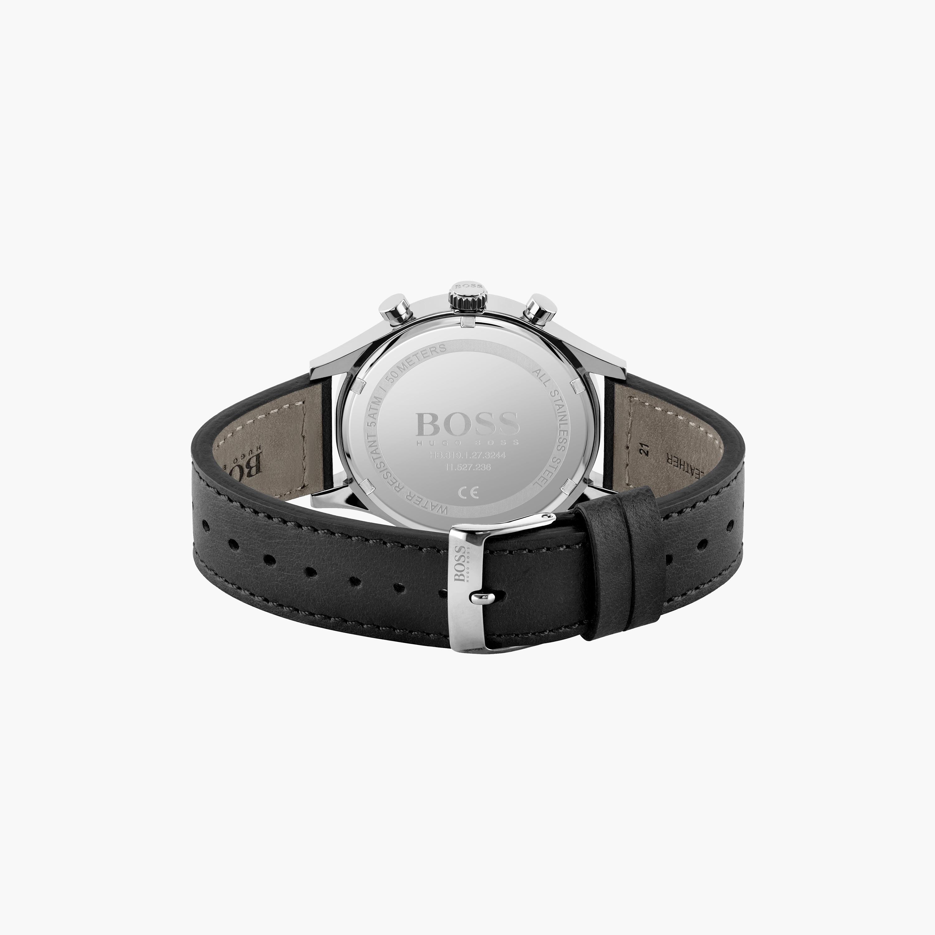 هوغو بوس-  ساعة كرونوغراف سوداء للرجال 44 مم بسوار من الجلد | 1513799-men-watchesandjewellery-watches-image-3