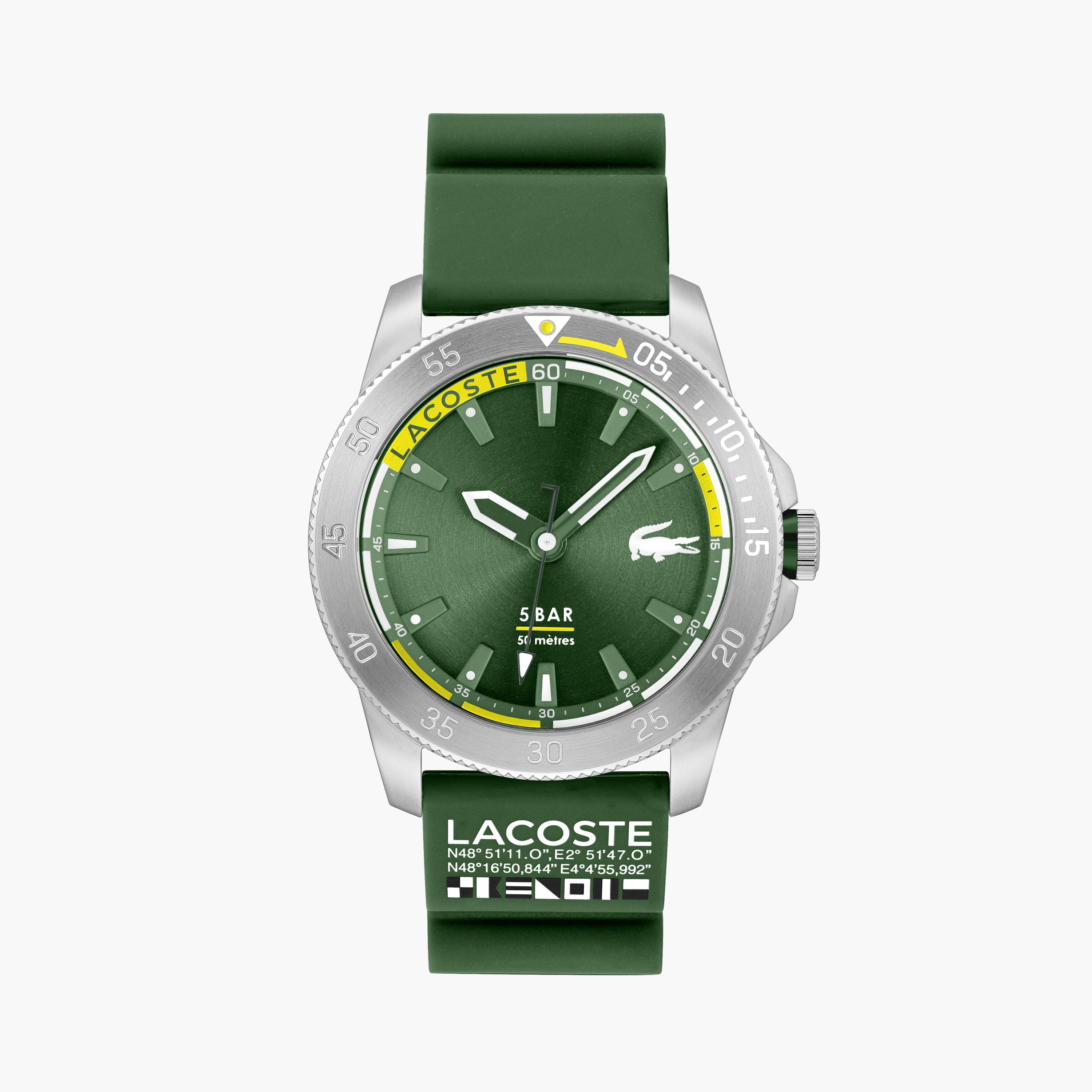 لاكوست-  ساعة كرونوغراف خضراء للرجال بقطر 46 مم وحزام من السيليكون | 2011332-men-watchesandjewellery-watches-image-1