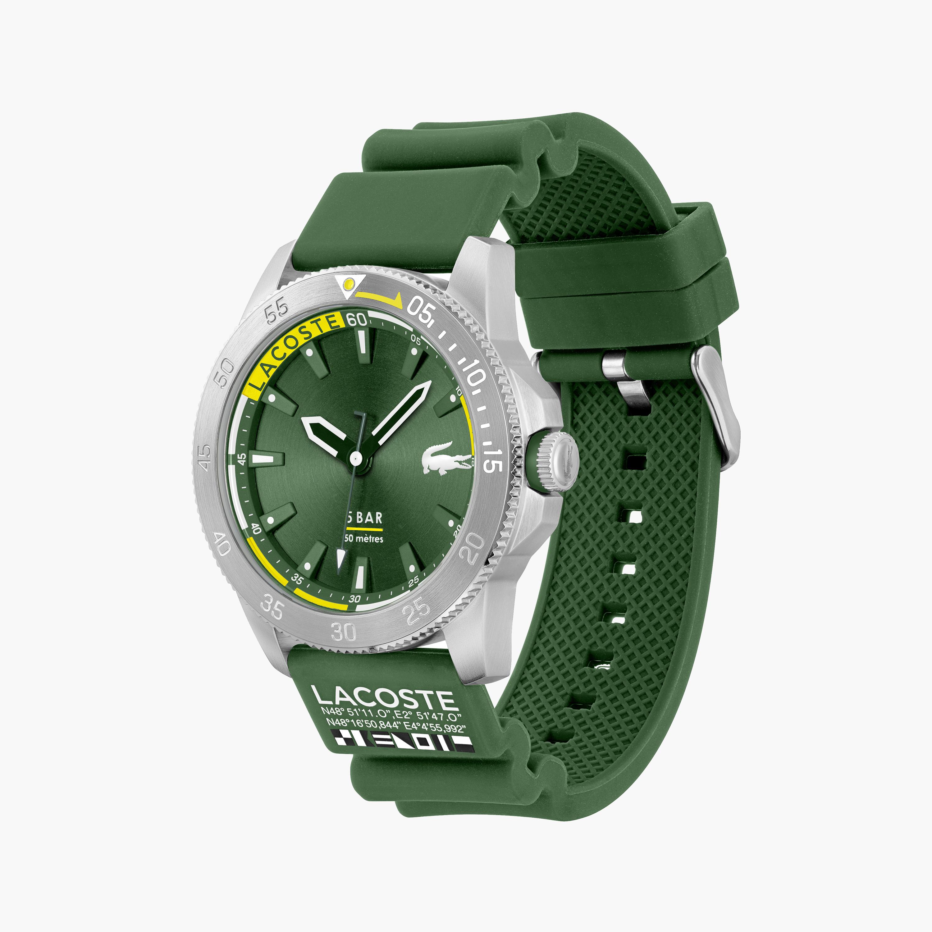 لاكوست-  ساعة كرونوغراف خضراء للرجال بقطر 46 مم وحزام من السيليكون | 2011332-men-watchesandjewellery-watches-image-2