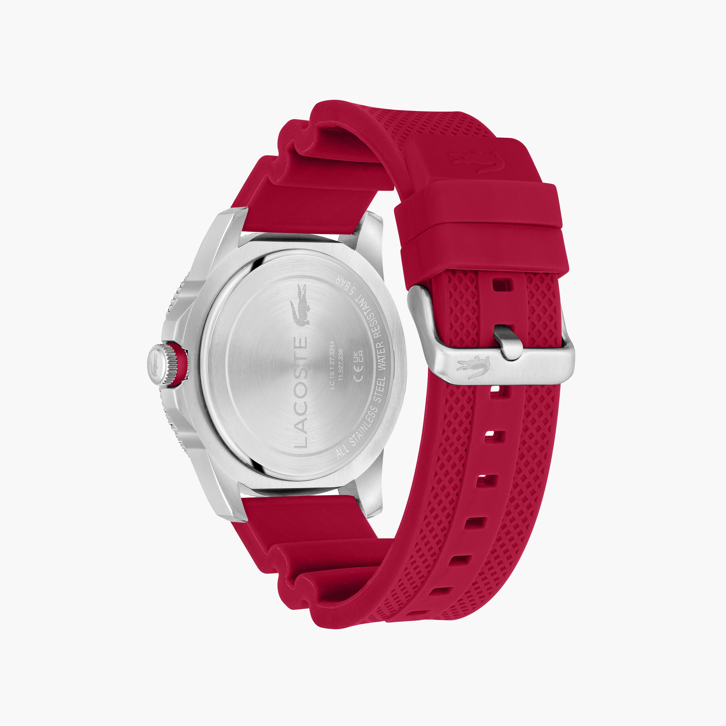 Buy Men s Lacoste Men s 46MM Red Analog Silicone Strap Watch 2011333 Online Centrepoint UAE