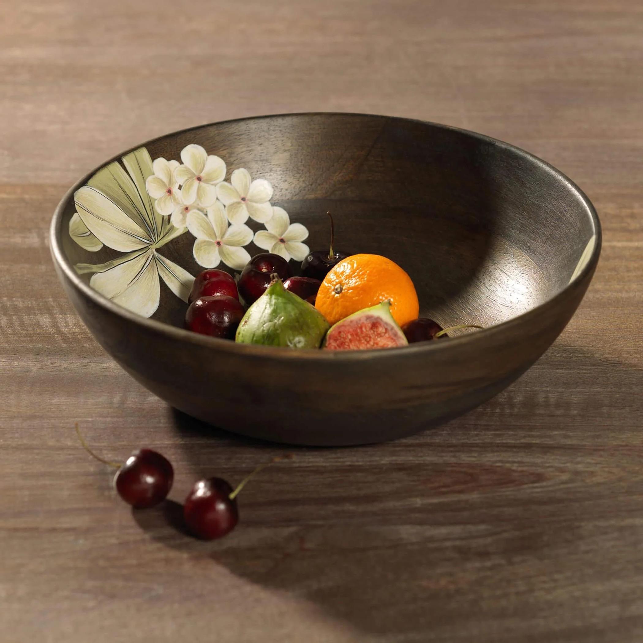 Elementary Frangipani Wooden Salad Bowl - 25 cm