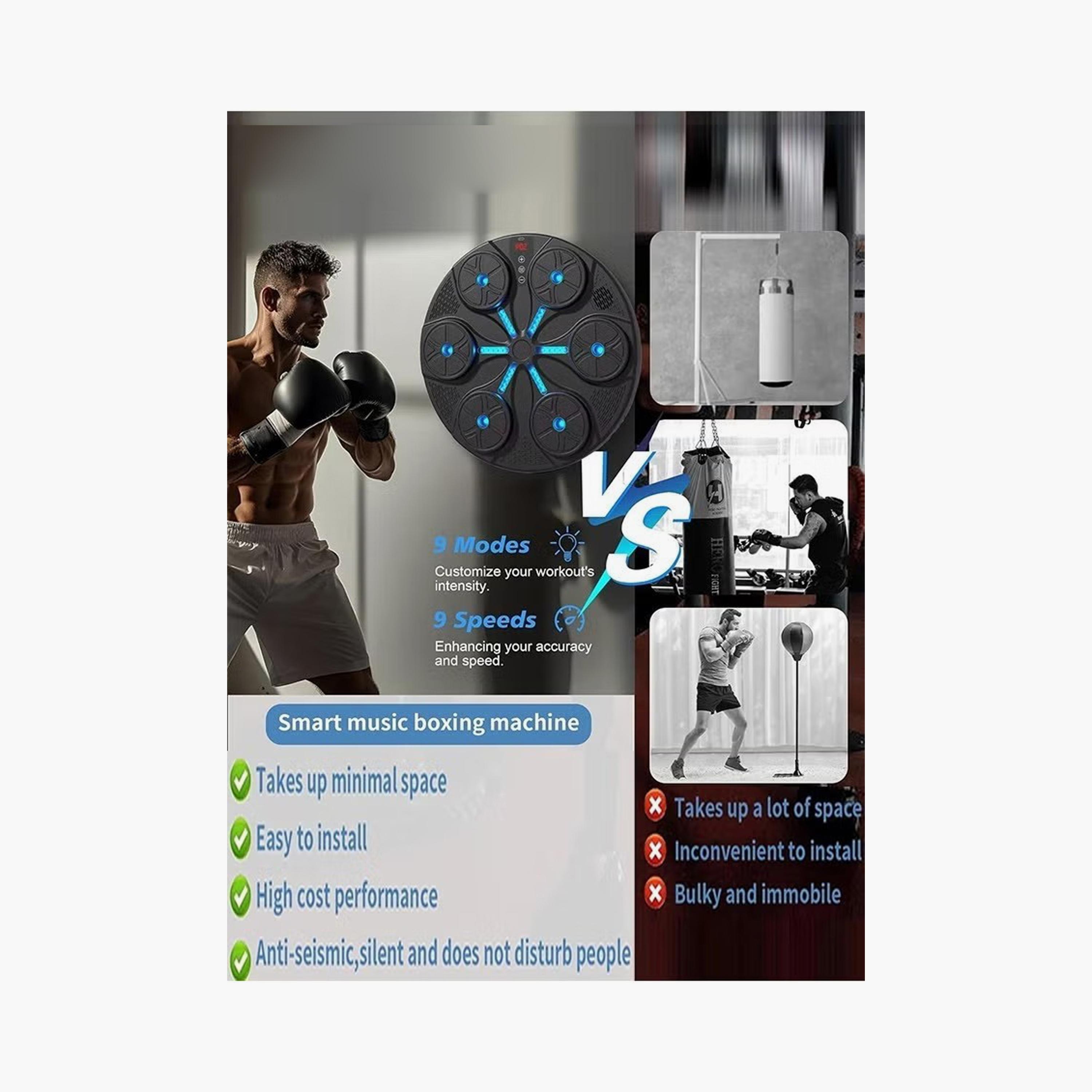 Wall Mounted Boxing Machine, Bluetooth LED Light, 9 Training Modes, Boxing Gloves-sports-gear-gym-image-5