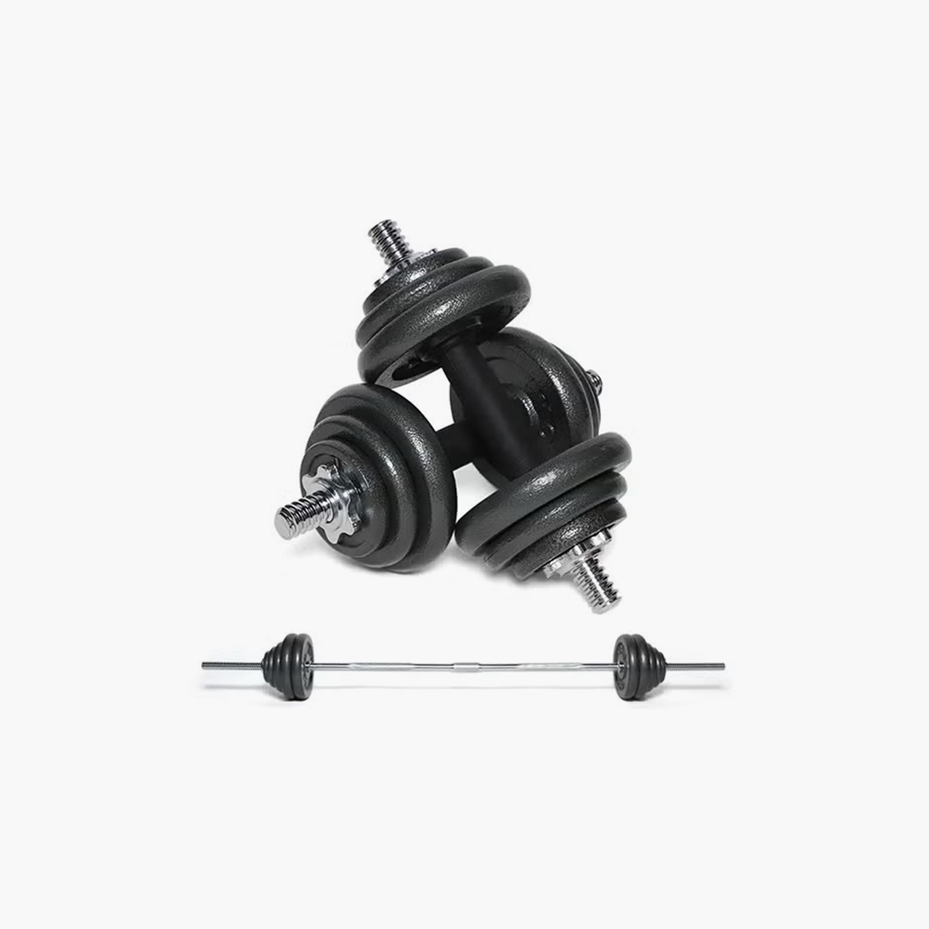Dumbbell Set 50kg Cast Iron Plates 6 x 0.5kg 6 x 1.2kg 4 x 2.5kg 4 x 5kg | N12519787A-sports-gear-gym-image-1