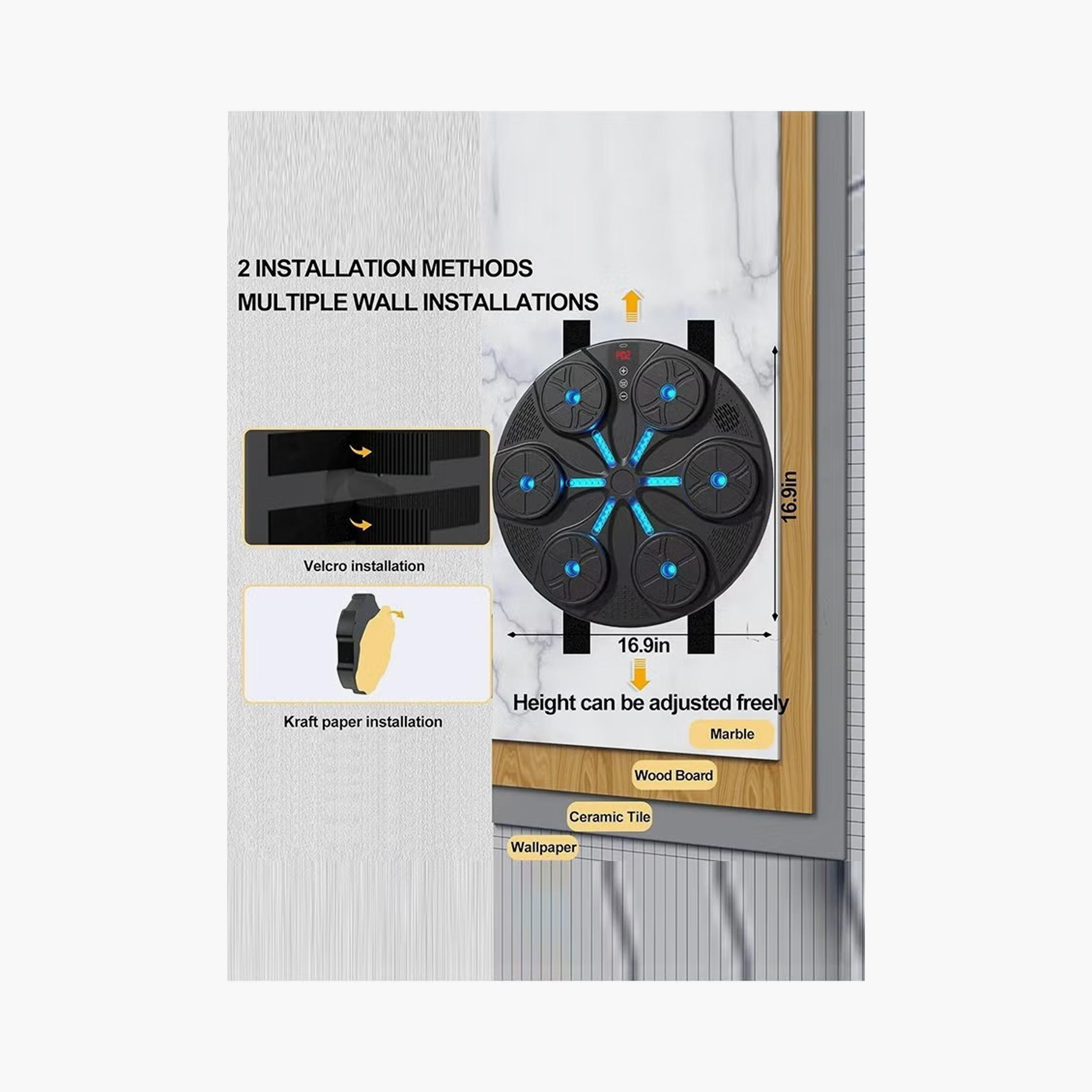 Wall-Mounted Bluetooth Boxing Machine with LED Lights, 9 Modes, Gloves, USB Charge-sports-gear-gym-image-6