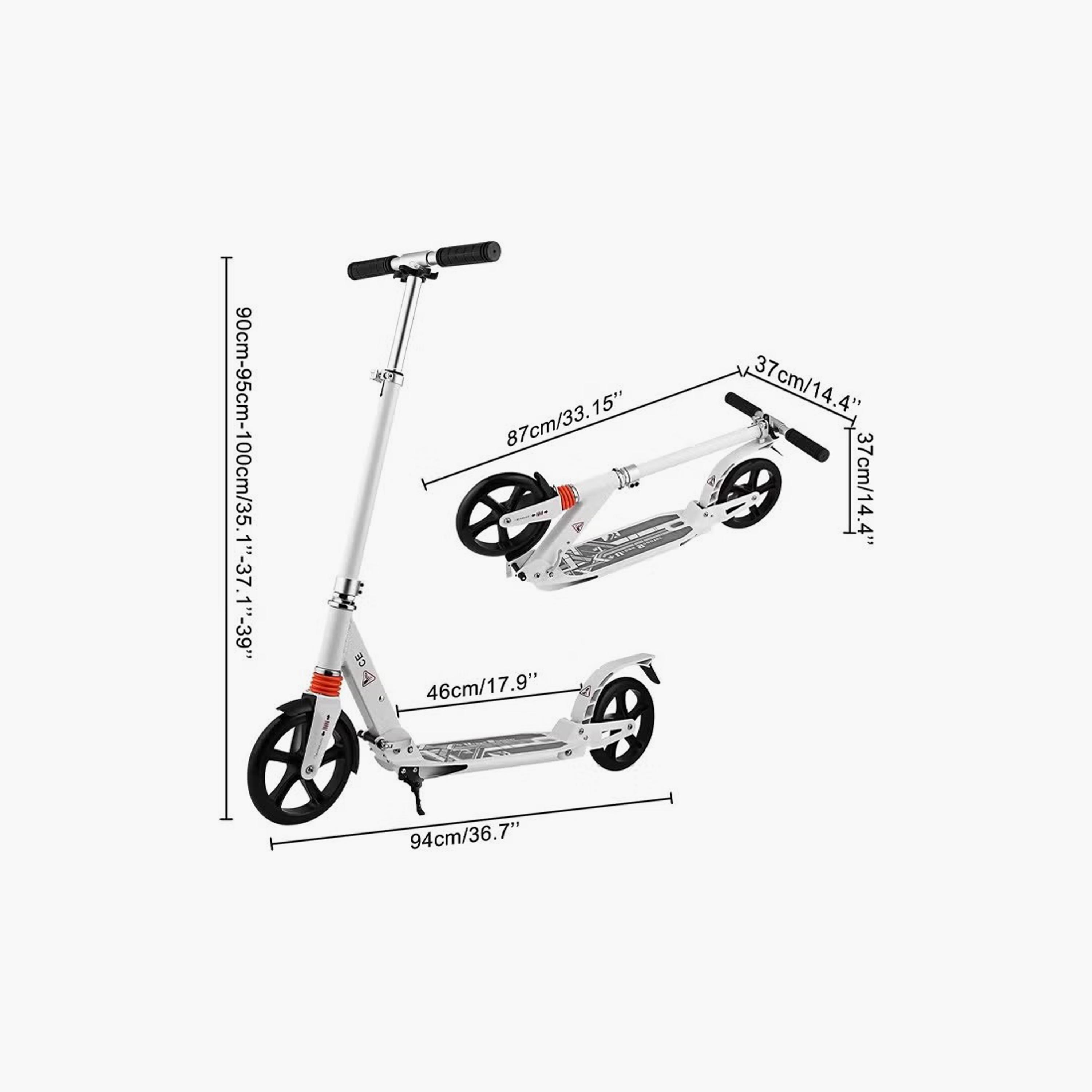Push Scooter with Large Wheels, Adjustable Height, Foldable Double Suspension System-sports-gear-scooters-image-2