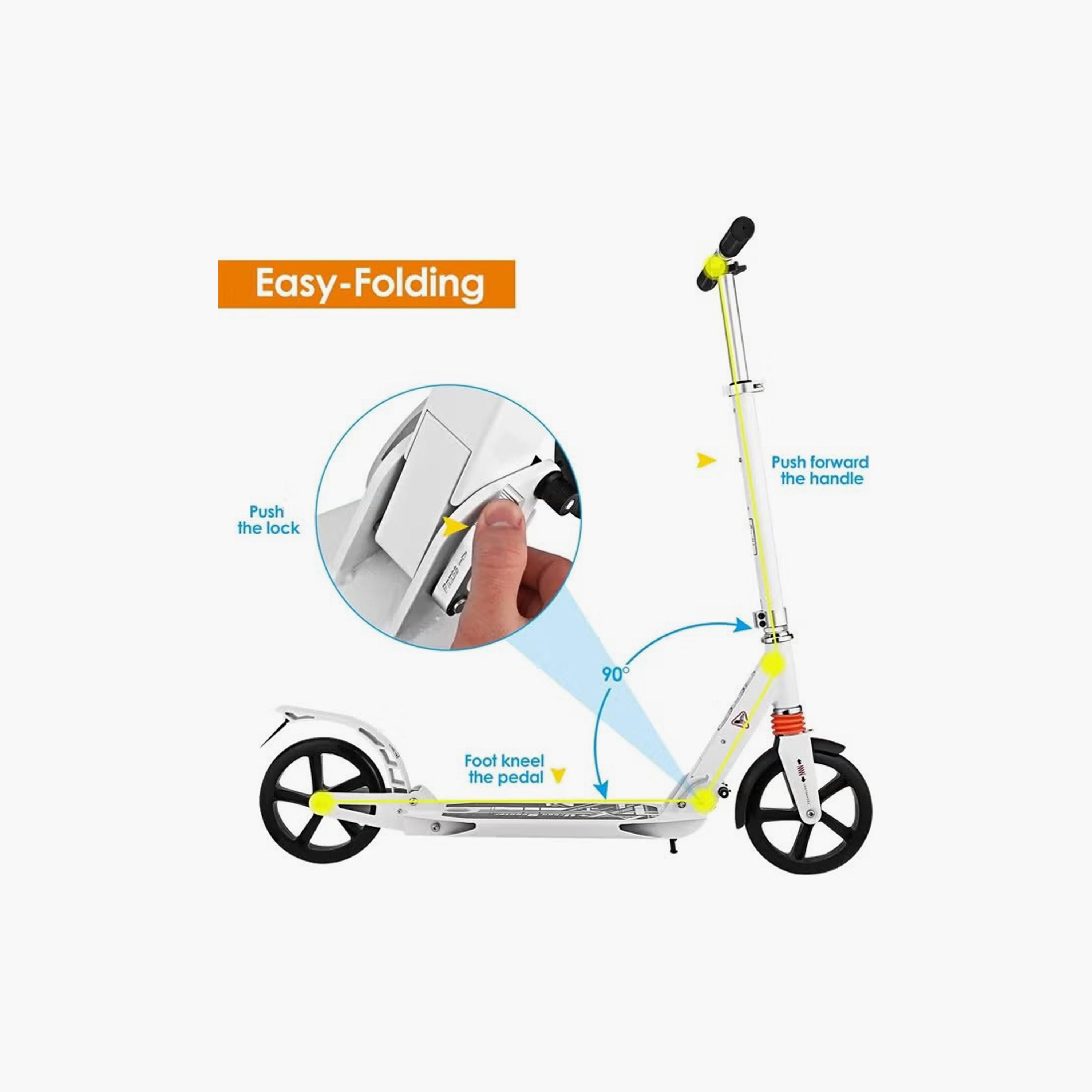 Push Scooter with Large Wheels, Adjustable Height, Foldable Double Suspension System-sports-gear-scooters-image-4