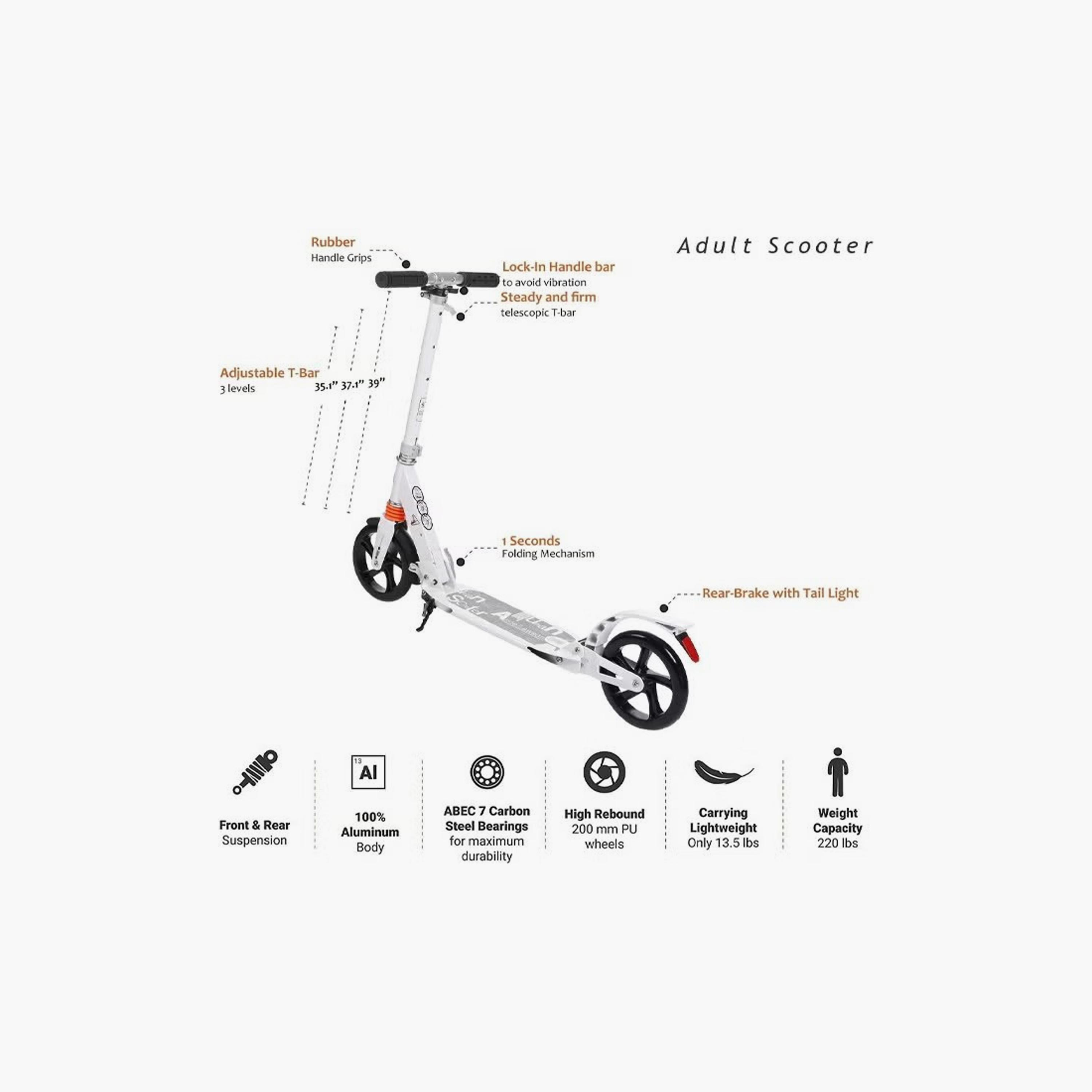 Push Scooter with Large Wheels, Adjustable Height, Foldable Double Suspension System-sports-gear-scooters-image-7