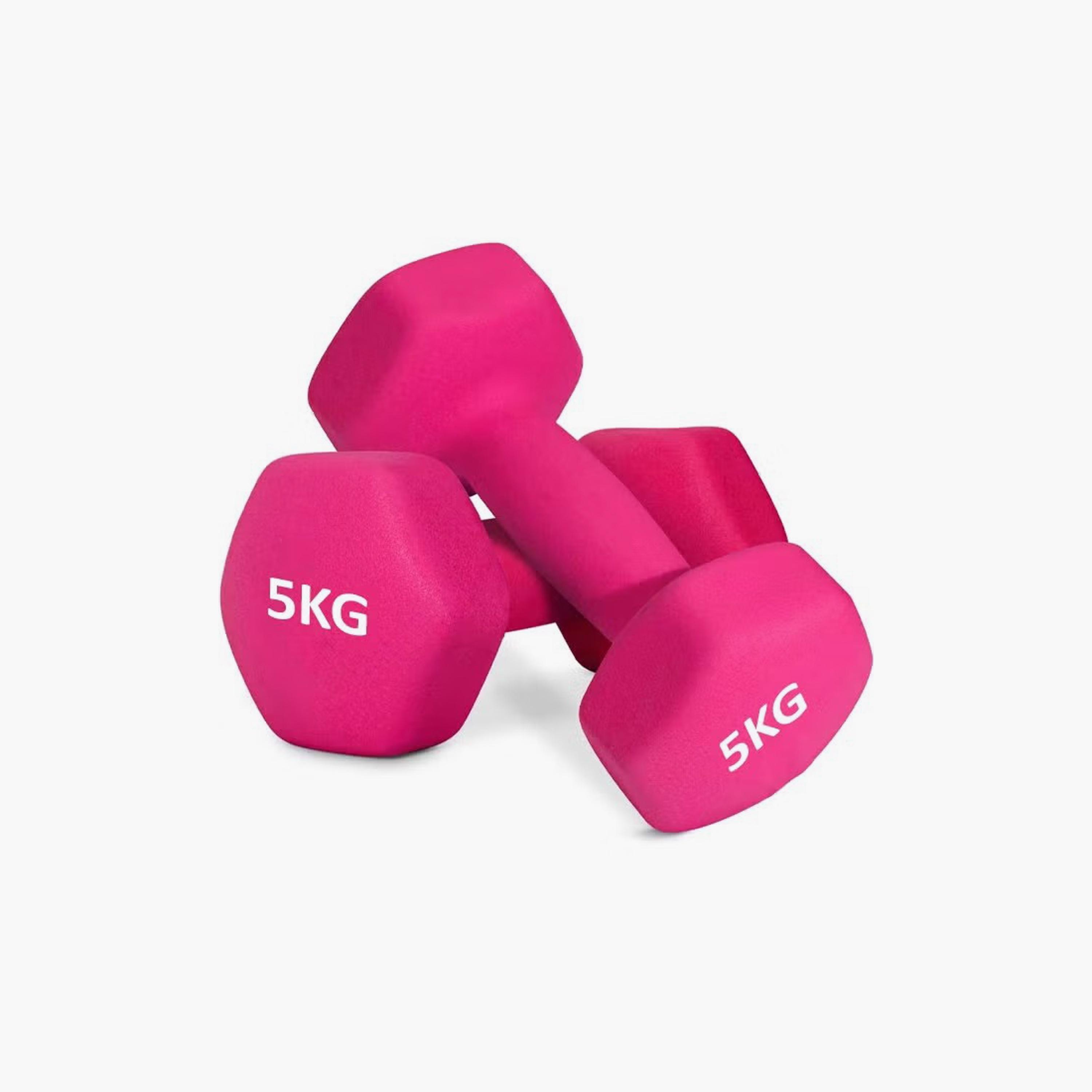 Pair of Vinyl Weightlifting Dumbbell 5 kg Pink | ZF28A62BA5E58FD0F291EZ-1-sports-gear-gym-image-1