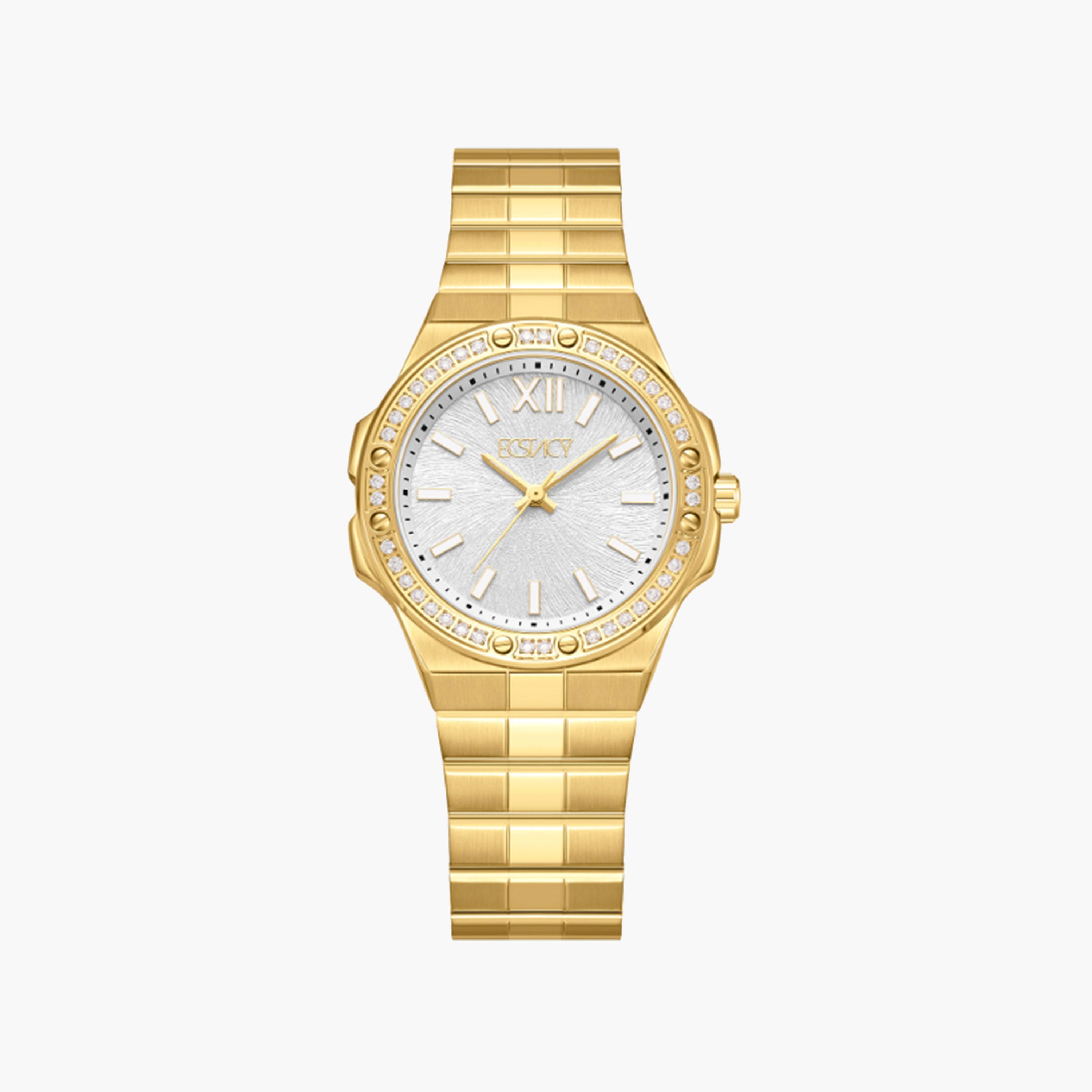 اكتاسي-  ساعة نسائية 32 مم تناظرية سوار ذهبي من ستانلس ستيل | E24502-GBGS-women-watchesandjewellery-watches-image-1