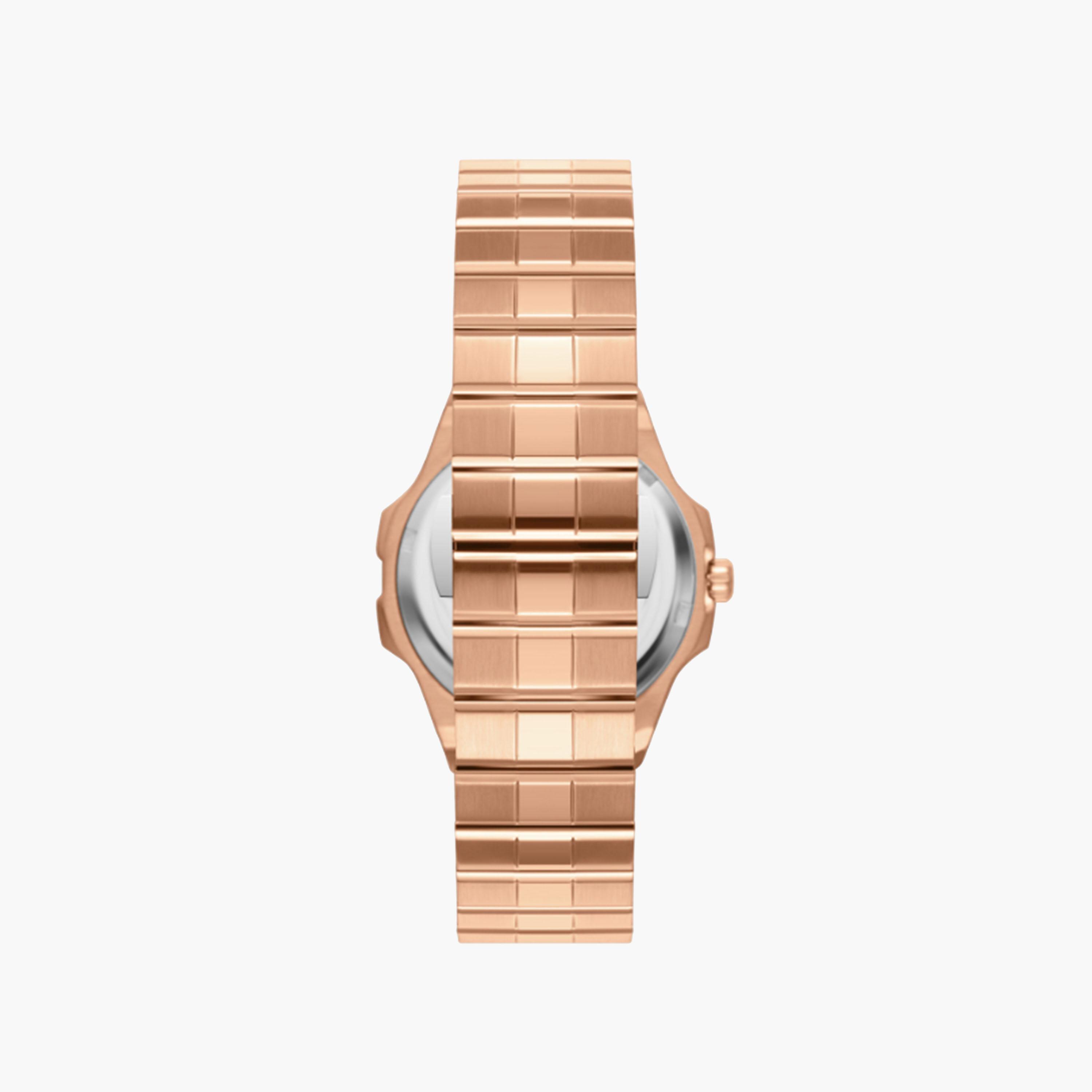 اكتاسي-  ساعة نسائية 32 مم تناظرية سوار ذهبي وردي من ستانلس ستيل | E24502-RBKN-women-watchesandjewellery-watches-image-3