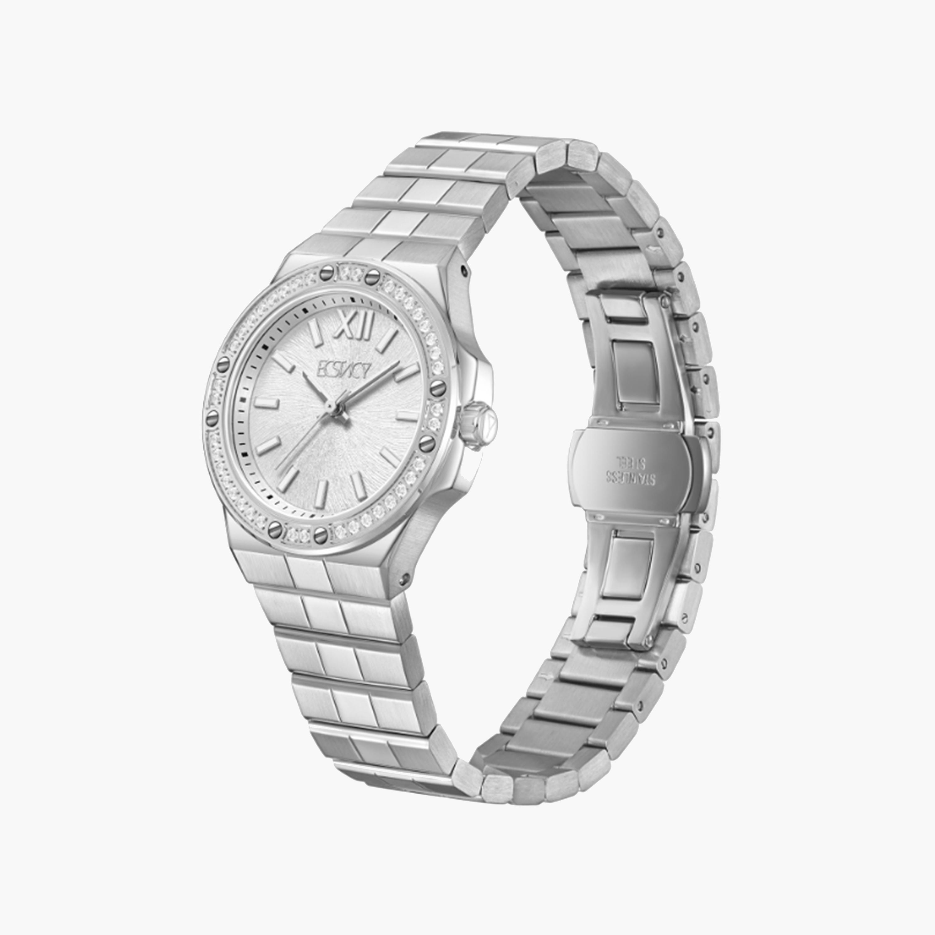 Ecstacy Women's 32 MM Silver Strap Analog Stainless Steel Watch | E24502-SBSS-women-watchesandjewellery-watches-image-2