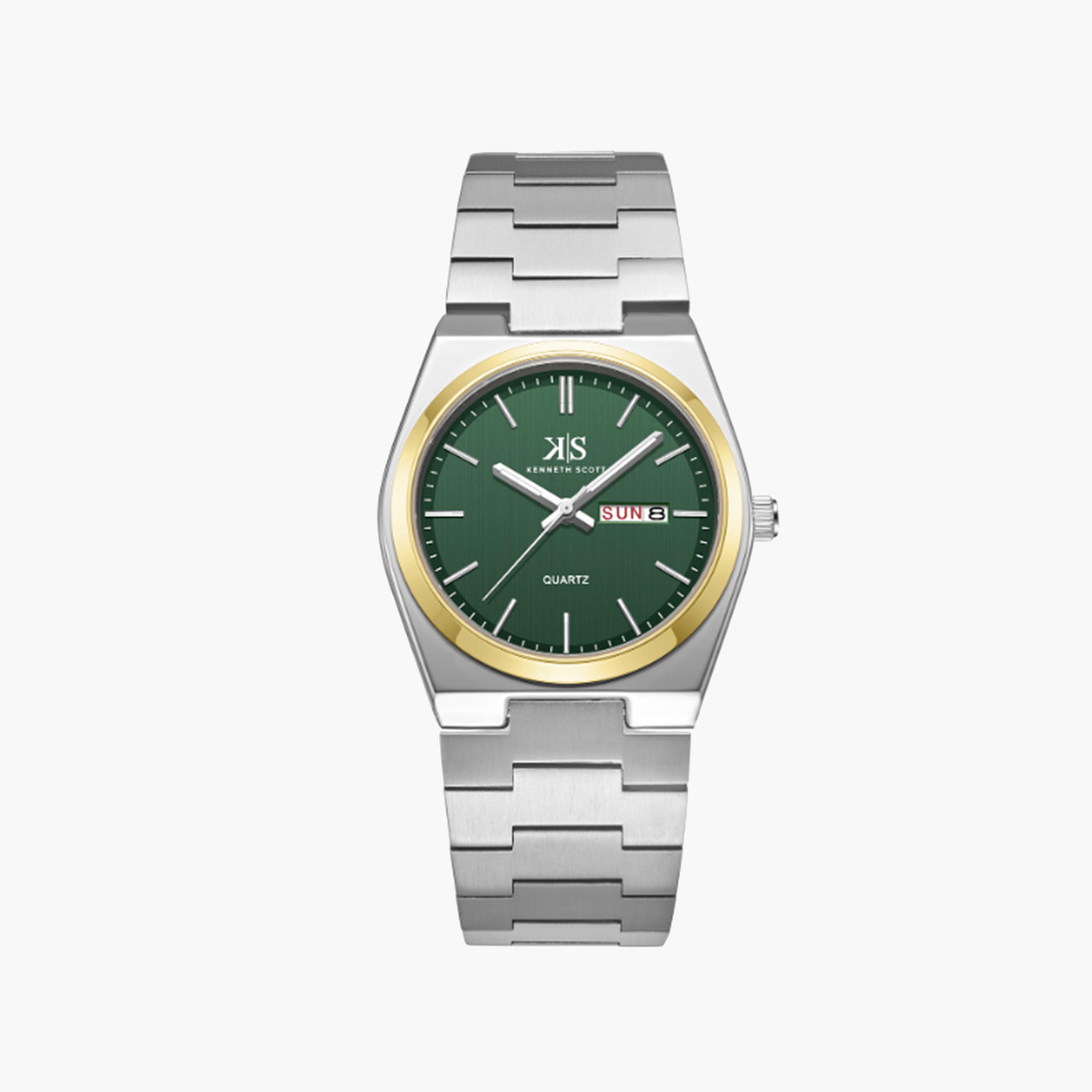 كينيث سكوت-  ساعة رجالية 40 مم تناظرية سوار فضي من ستانلس ستيل | K24011-TBSH-men-watchesandjewellery-watches-image-1