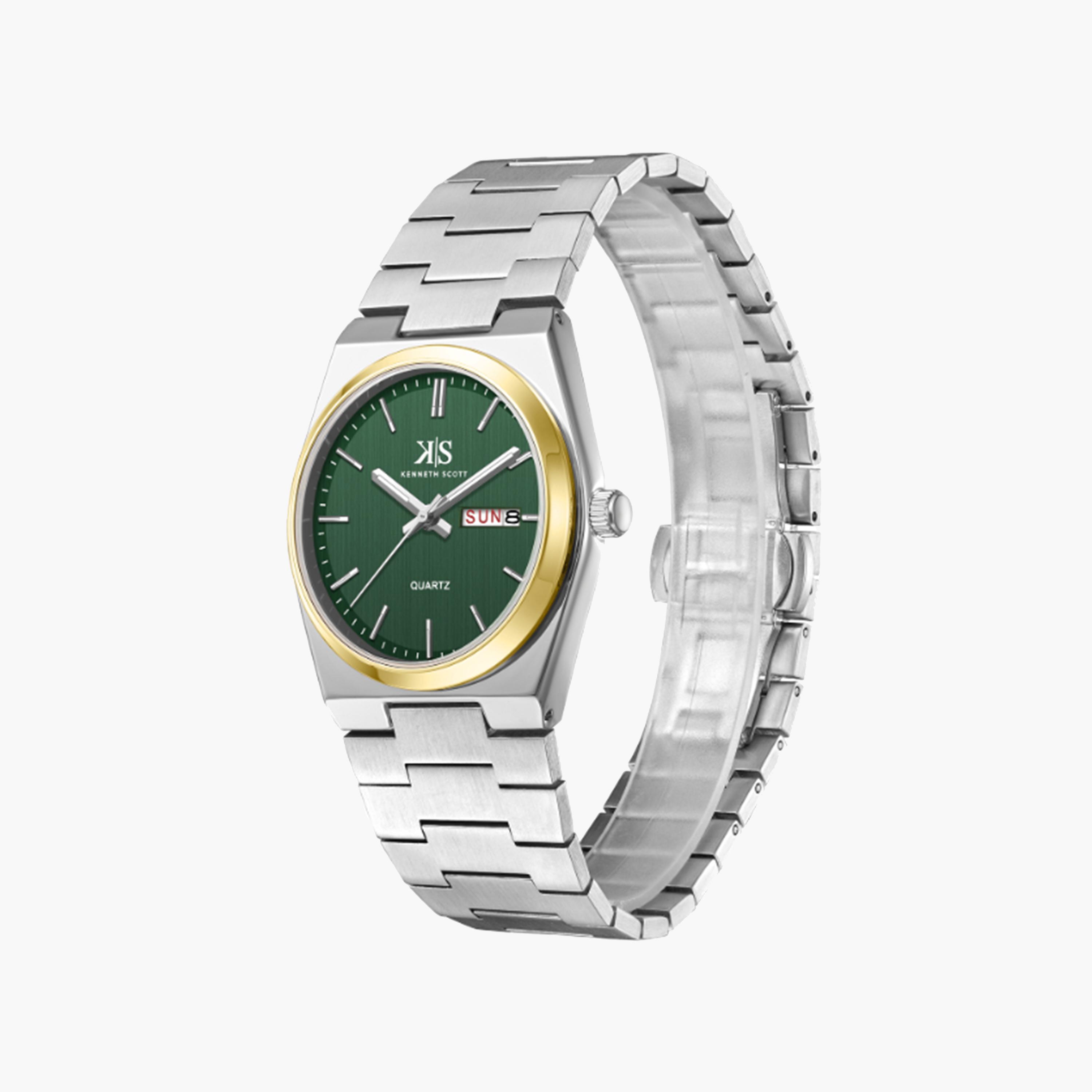 كينيث سكوت-  ساعة رجالية 40 مم تناظرية سوار فضي من ستانلس ستيل | K24011-TBSH-men-watchesandjewellery-watches-image-2