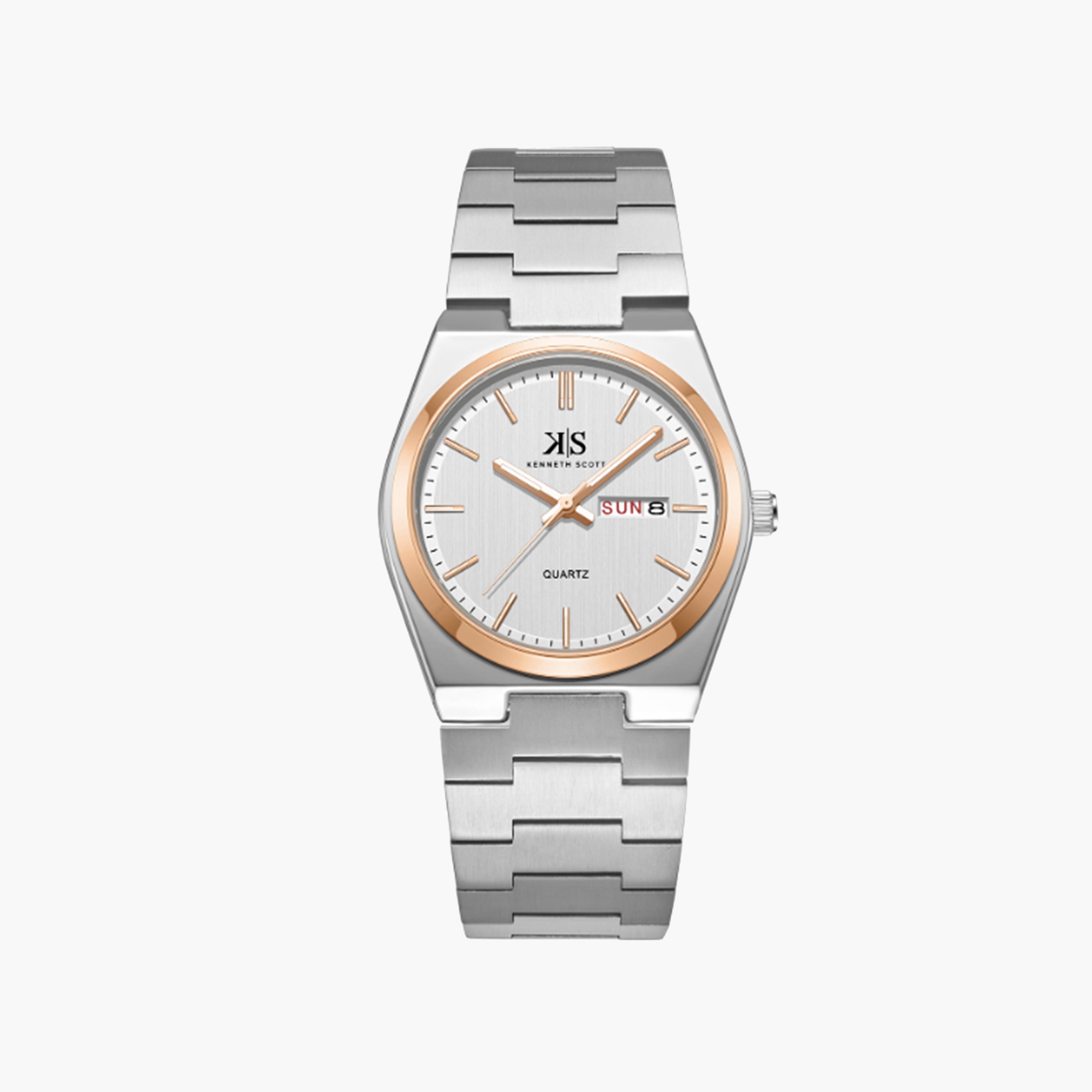 Kenneth Scott Men's 40 MM Silver Strap Analog Stainless Steel Watch | K24011-KBSW-men-watchesandjewellery-watches-image-1