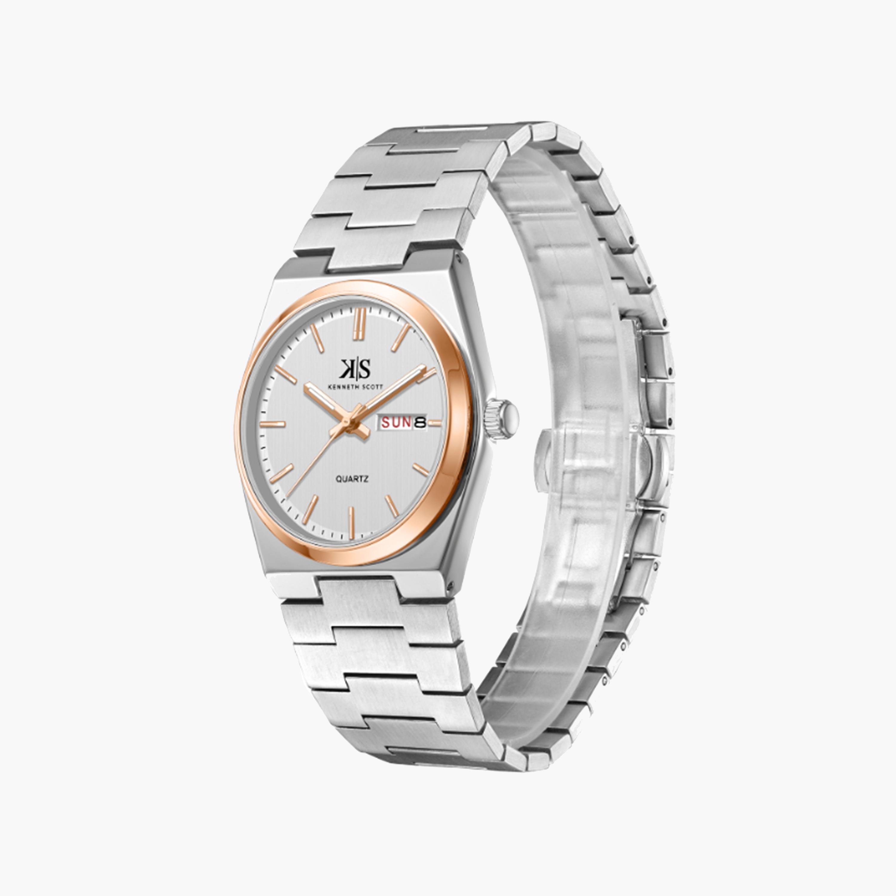 Kenneth Scott Men's 40 MM Silver Strap Analog Stainless Steel Watch | K24011-KBSW-men-watchesandjewellery-watches-image-2