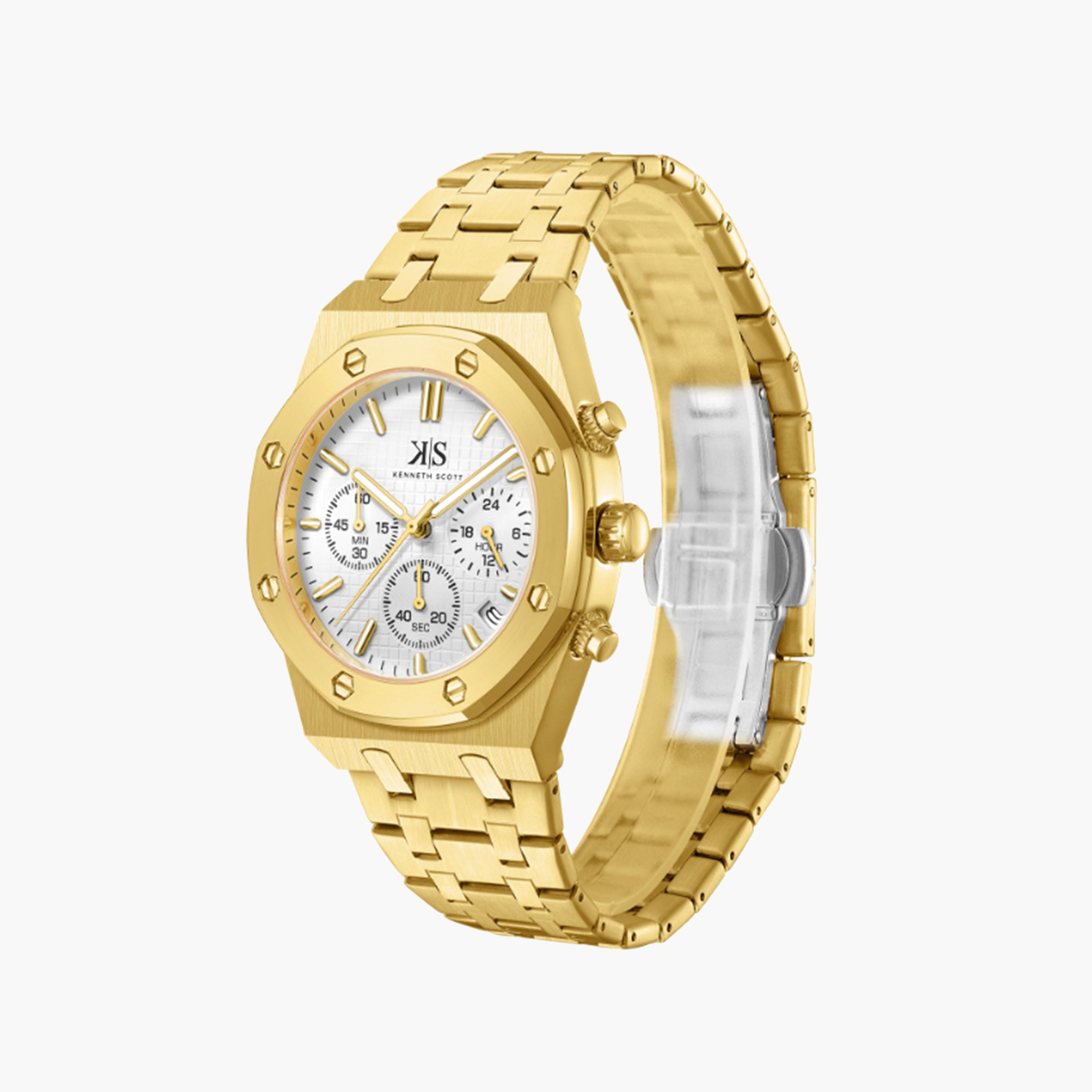كينيث سكوت-  ساعة رجالية كرونوغراف   42 مم سوار ذهبي من ستانلس ستيل | K24112-GBGW-men-watchesandjewellery-watches-image-2