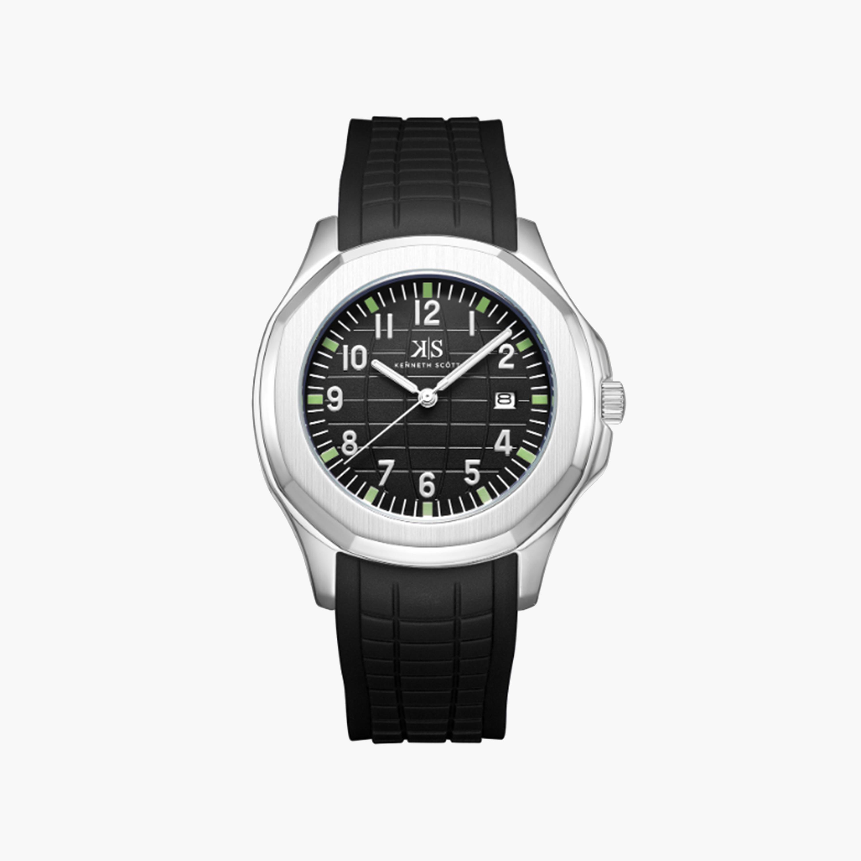 Kenneth Scott Men's 45 MM Black Strap Analog Silicone Watch | K24014-SSBB-men-watchesandjewellery-watches-image-1