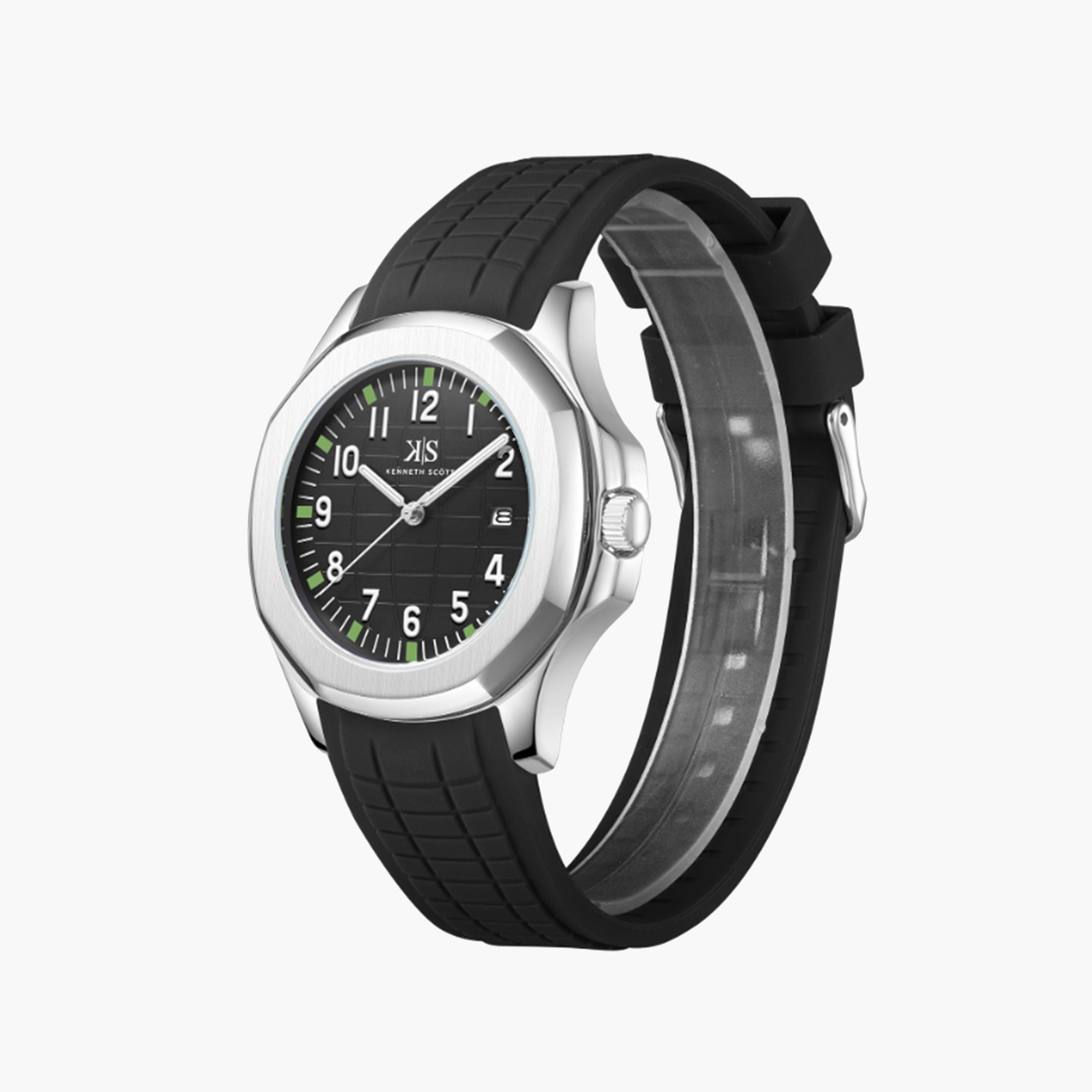 Kenneth Scott Men's 45 MM Black Strap Analog Silicone Watch | K24014-SSBB-men-watchesandjewellery-watches-image-2