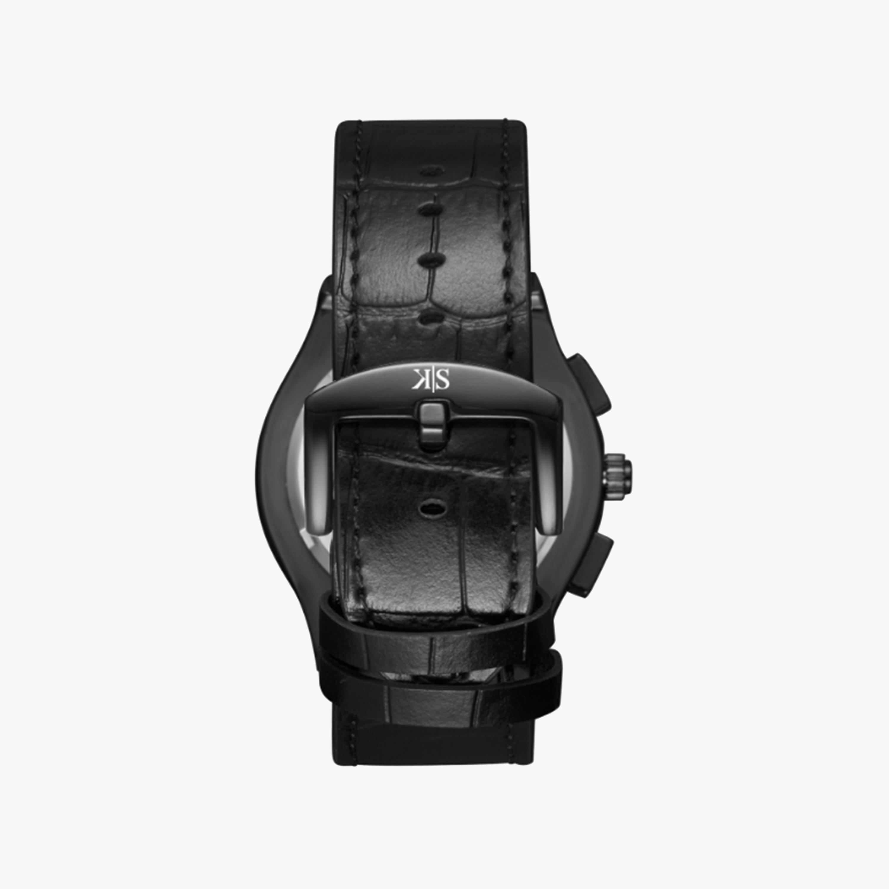 Kenneth Scott Men's 44 MM Black Strap Chronograph Leather Watch | K24115-BLBB-men-watchesandjewellery-watches-image-3