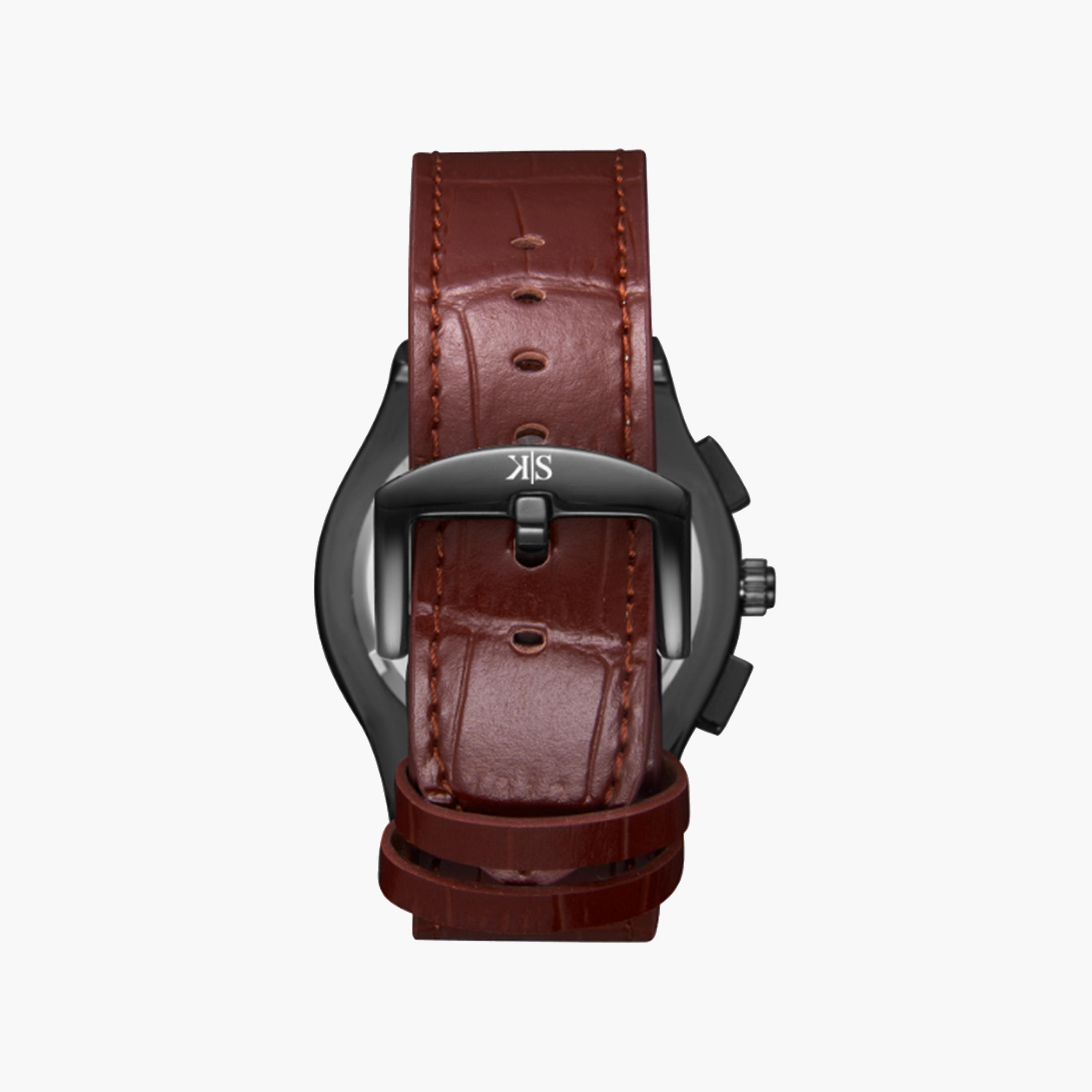 Kenneth Scott Men's 44 MM Brown Strap Chronograph Leather Watch | K24115-BLDB-men-watchesandjewellery-watches-image-3