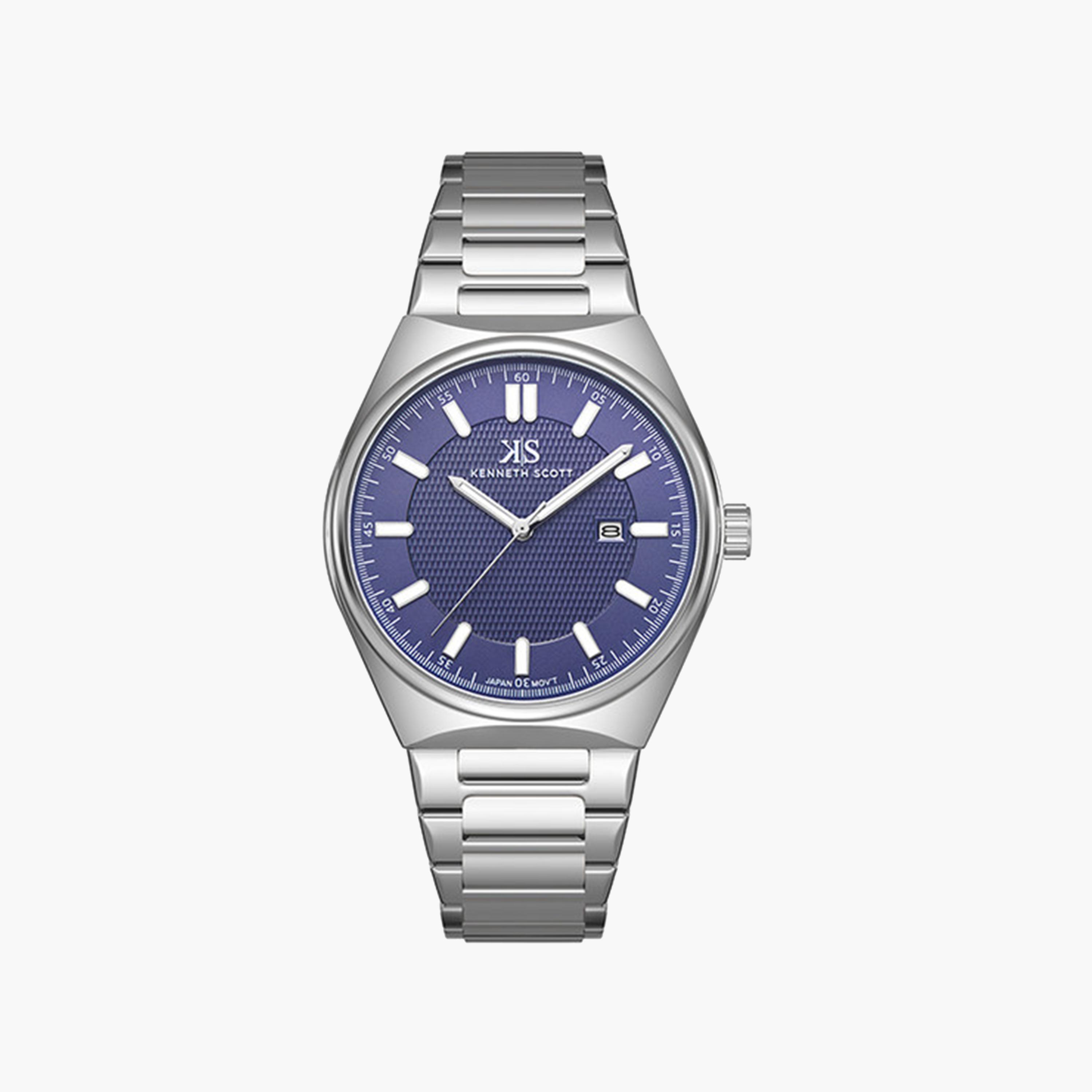 Kenneth Scott Men's 42 MM Silver Strap Analog Stainless Steel Watch | K24016-SBSN-men-watchesandjewellery-watches-image-1