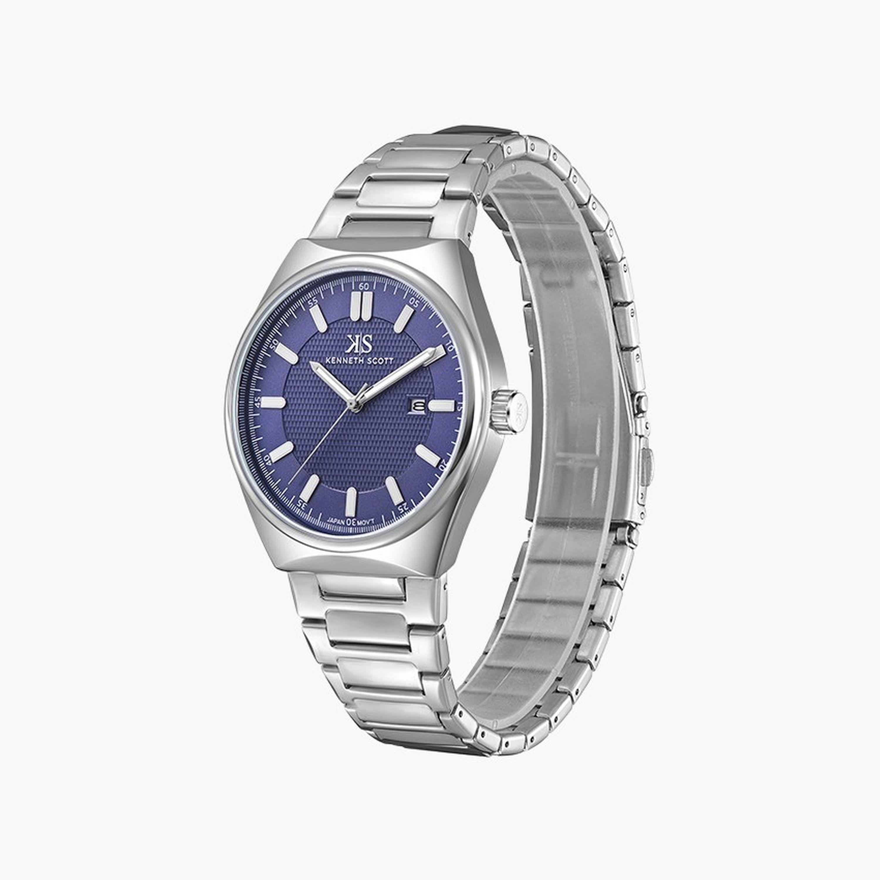 Kenneth Scott Men's 42 MM Silver Strap Analog Stainless Steel Watch | K24016-SBSN-men-watchesandjewellery-watches-image-2