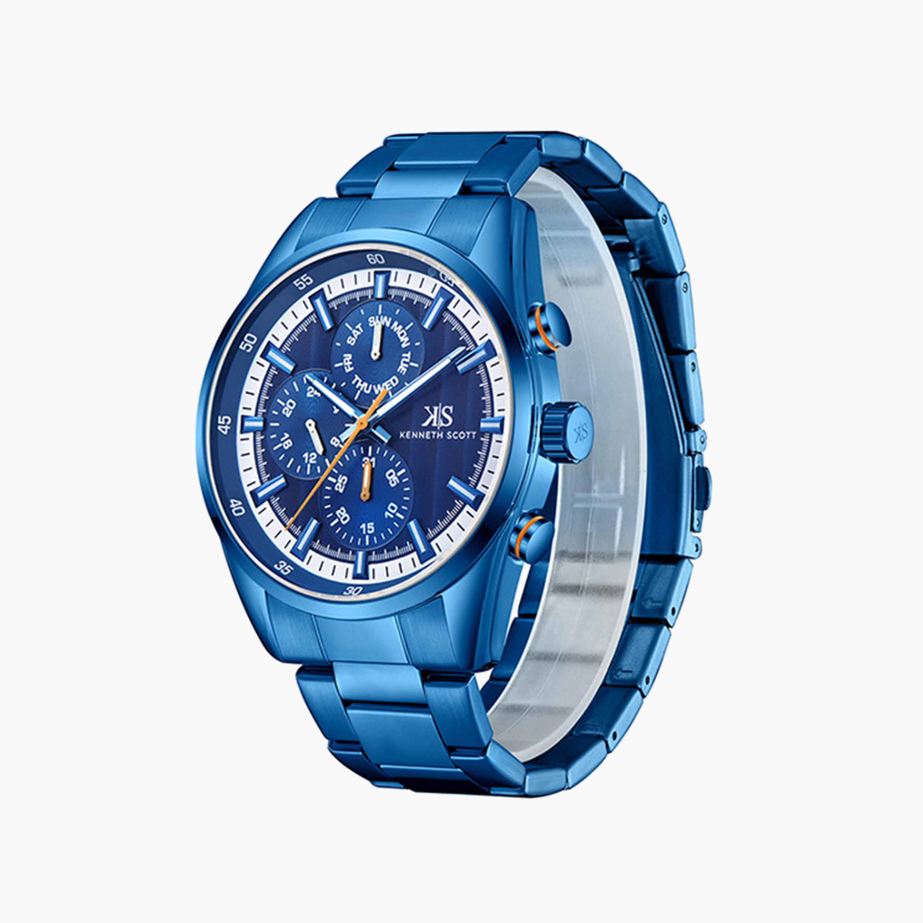كينيث سكوت-  ساعة رجالية كرونوغراف من الستانلس ستيل سوار أزرق   47 مم | K24117-NBNN-men-watchesandjewellery-watches-image-2