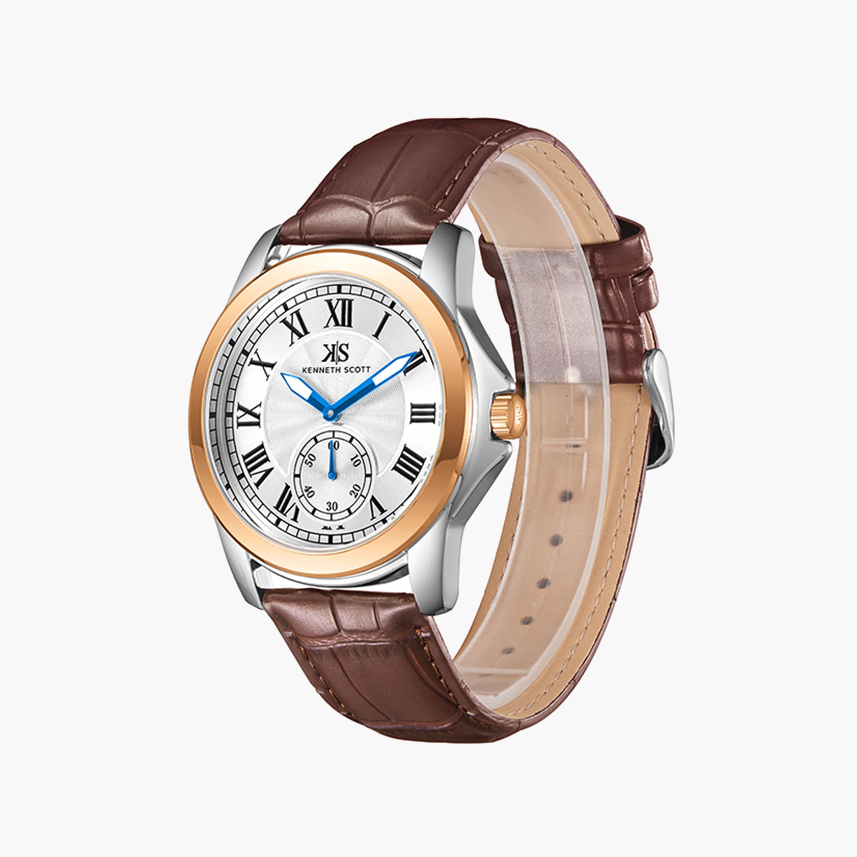 Kenneth Scott Men's 42 MM Brown Strap Analog Leather Watch | K24018-KLDW-men-watchesandjewellery-watches-image-2
