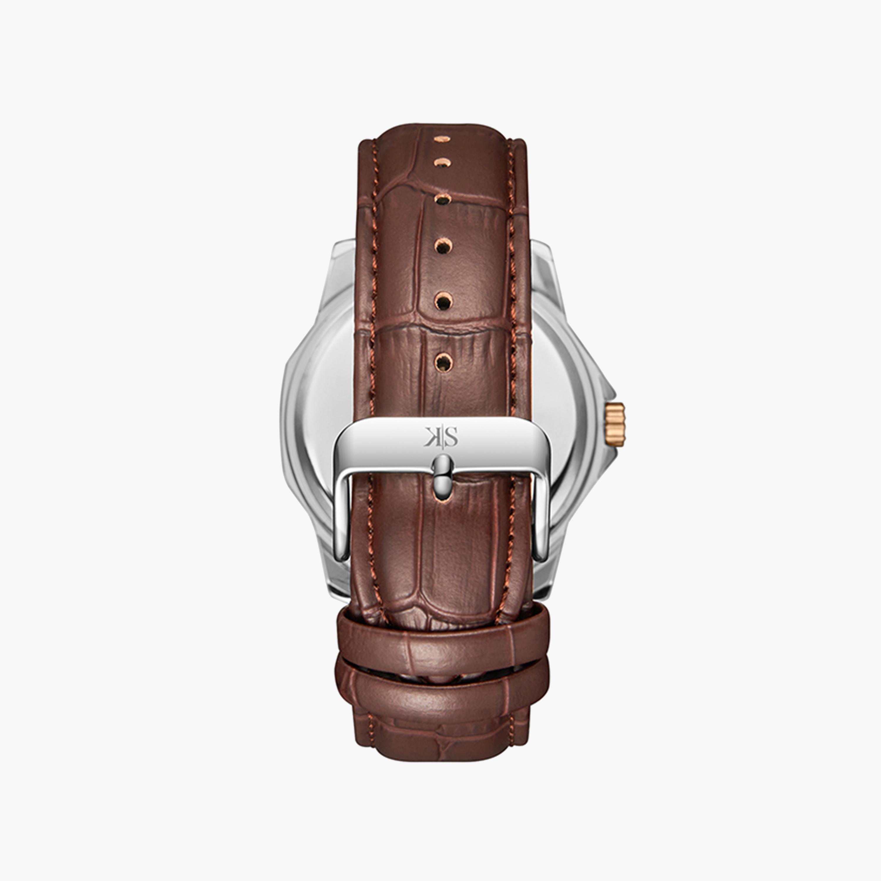Kenneth Scott Men's 42 MM Brown Strap Analog Leather Watch | K24018-KLDW-men-watchesandjewellery-watches-image-3