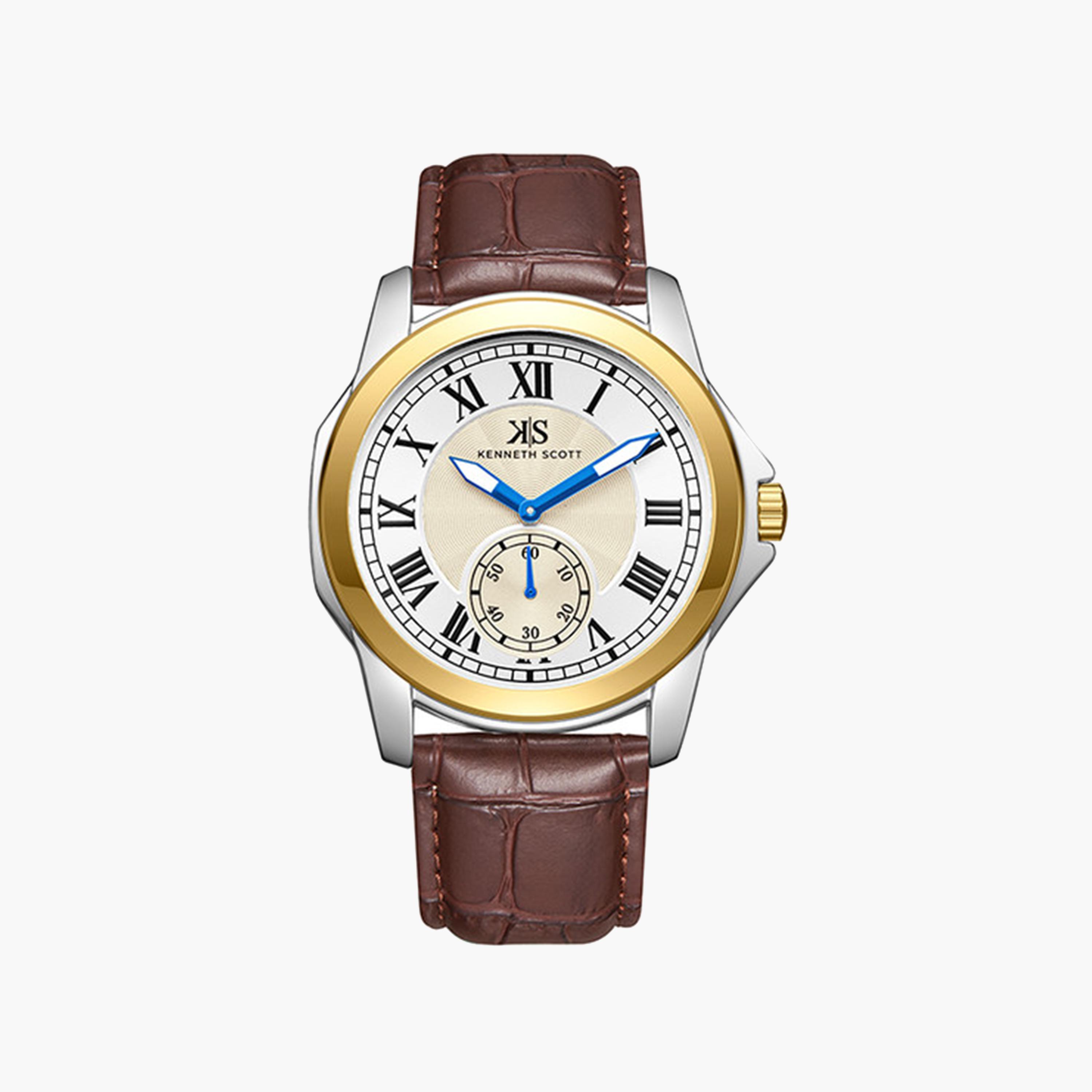 Kenneth Scott Men's 42 MM Brown Strap Analog Leather Watch | K24018-TLDC-men-watchesandjewellery-watches-image-1