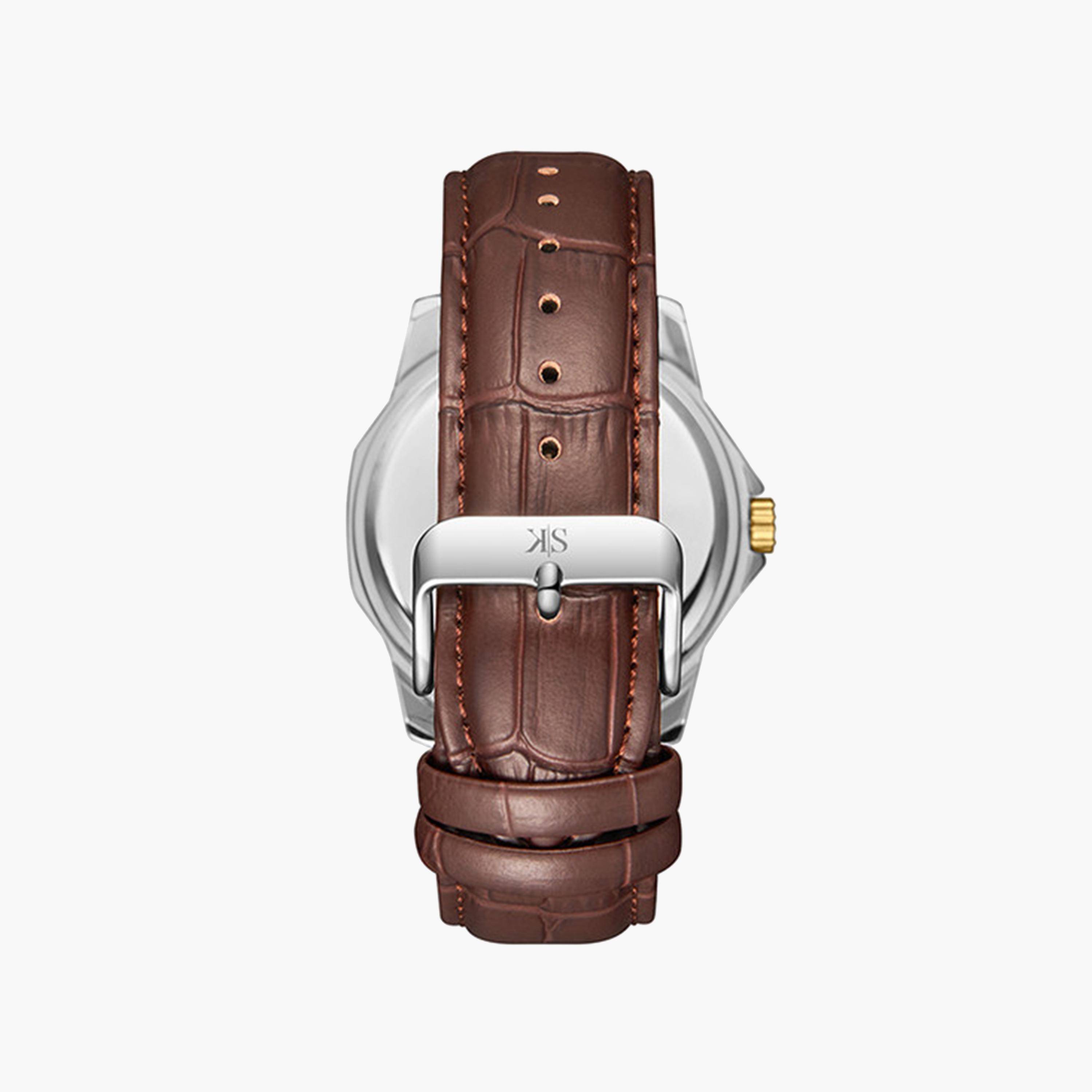 Kenneth Scott Men's 42 MM Brown Strap Analog Leather Watch | K24018-TLDC-men-watchesandjewellery-watches-image-3