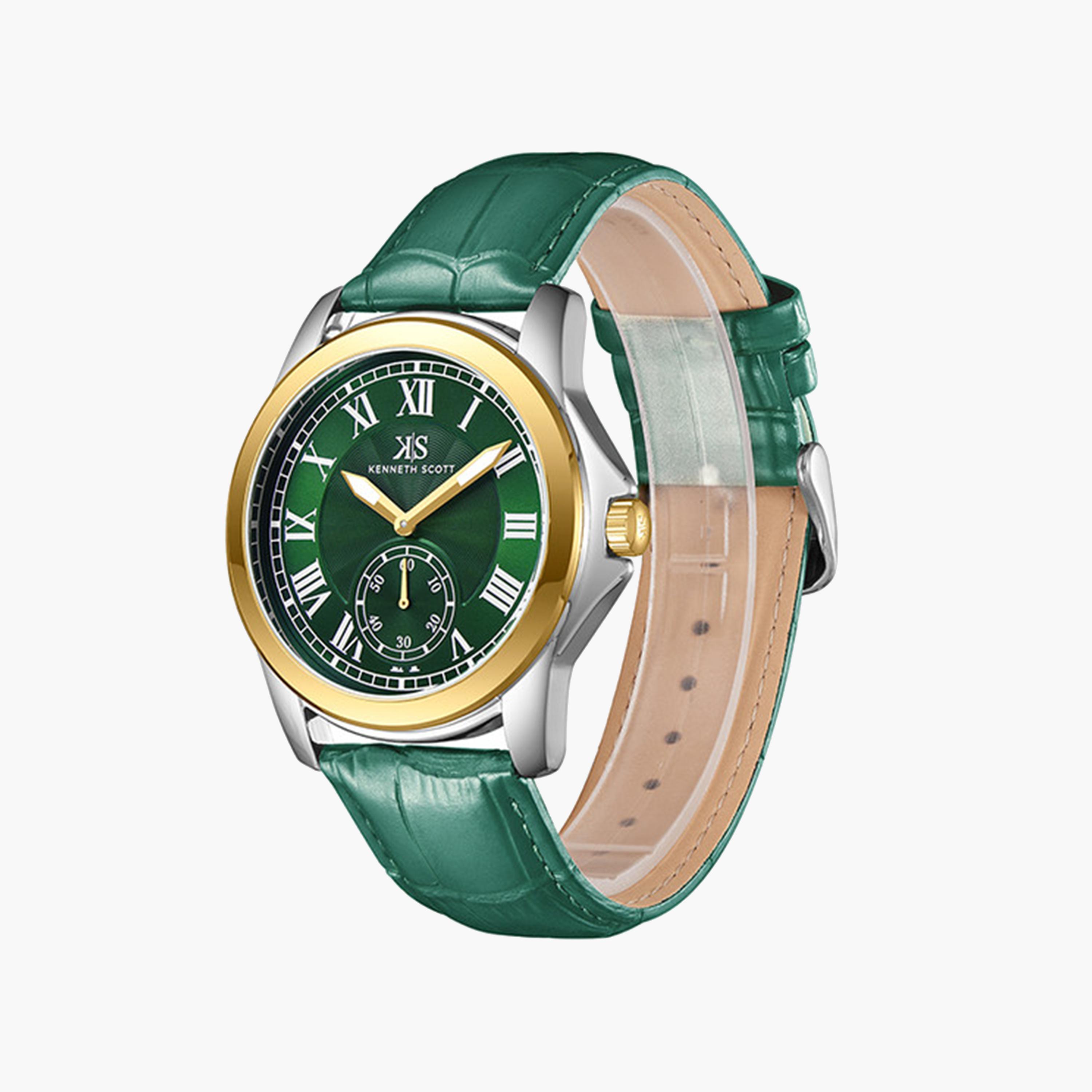 كينيث سكوت-  ساعة رجالية جلدية تناظرية سوار أخضر   42 مم | K24018-TLHH-men-watchesandjewellery-watches-image-2