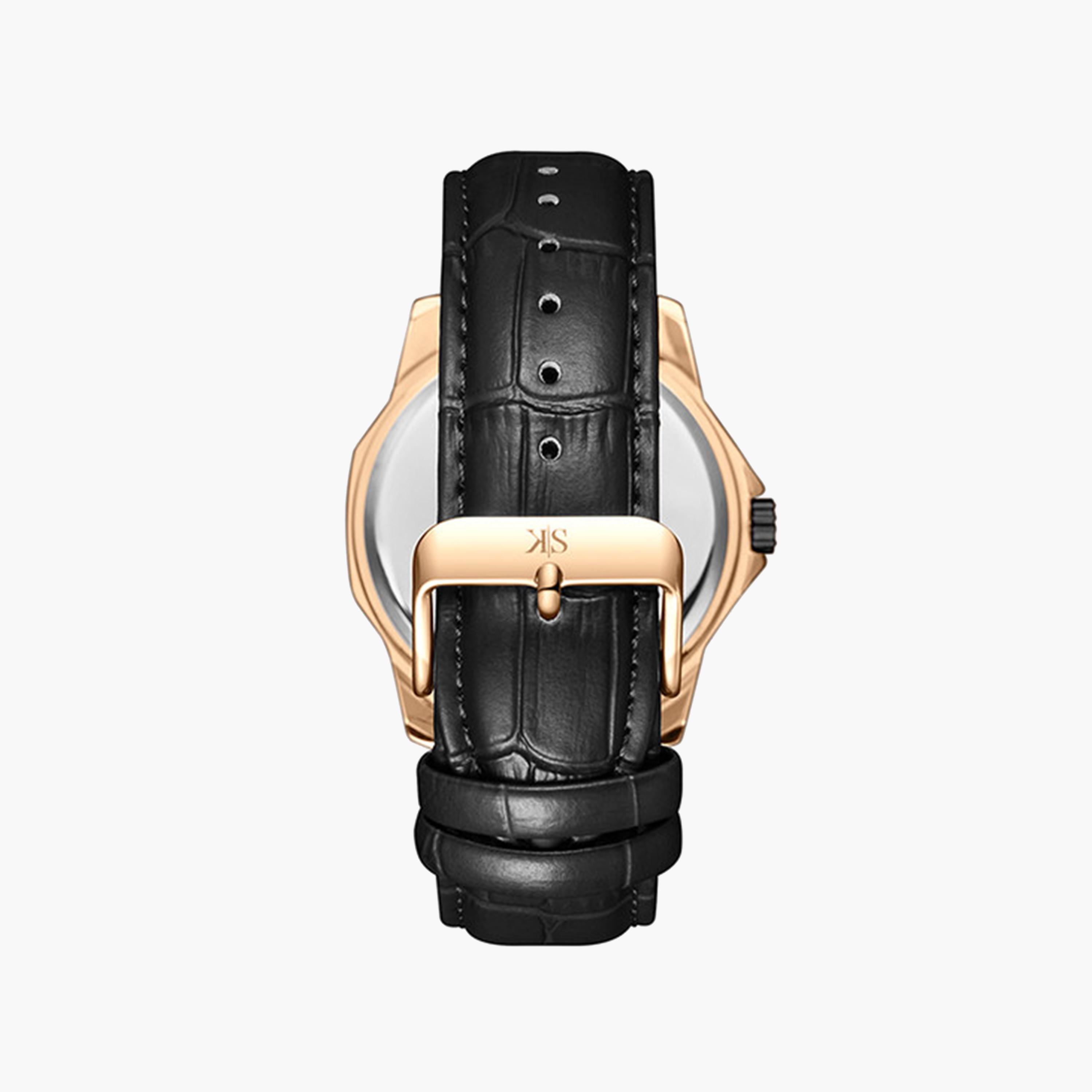 Kenneth Scott Men's 42 MM Black Strap Analog Leather Watch | K24018-KLBB-men-watchesandjewellery-watches-image-3