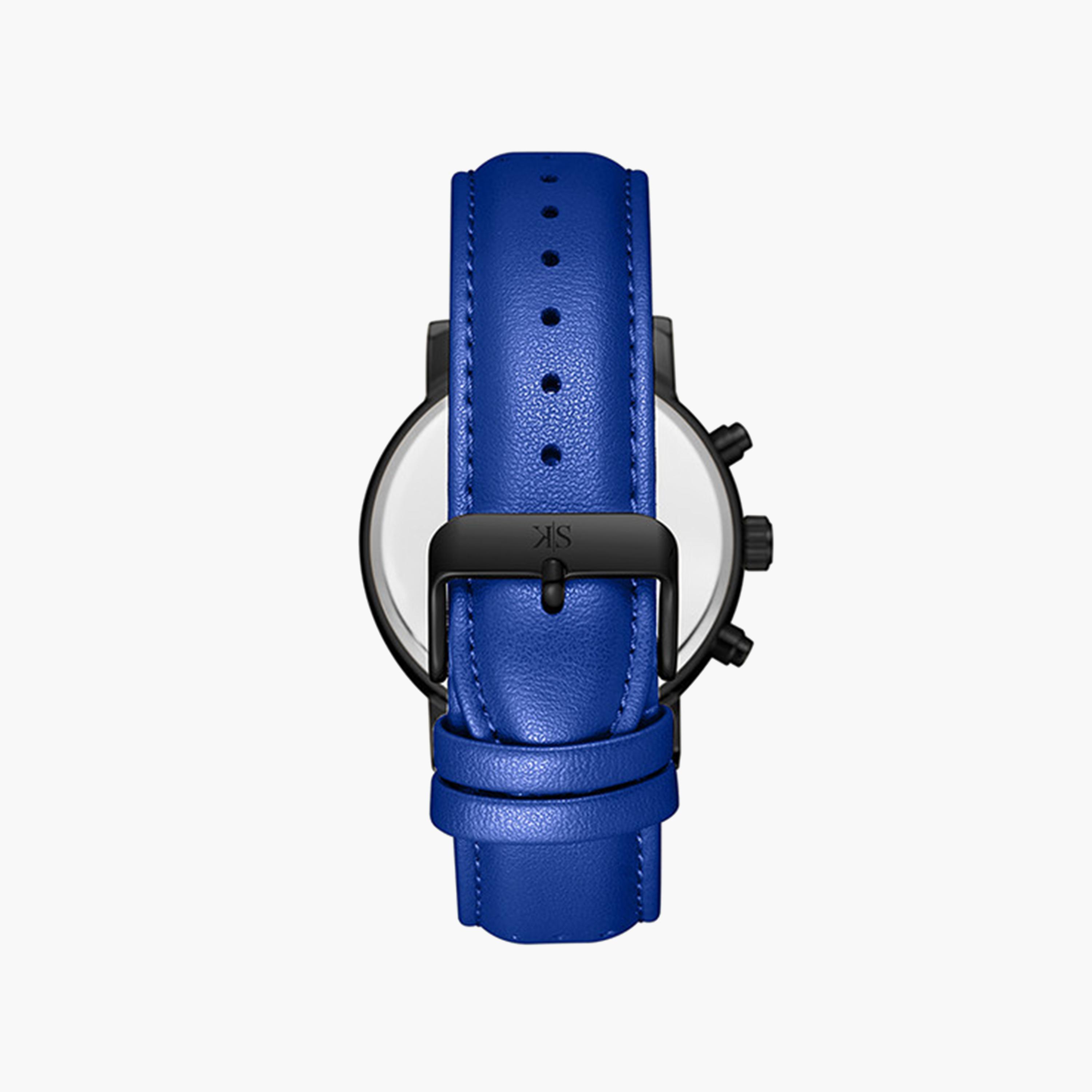 Kenneth Scott Men's 44 MM Blue Strap Analog Leather Watch | K24119-BLNN-men-watchesandjewellery-watches-image-3