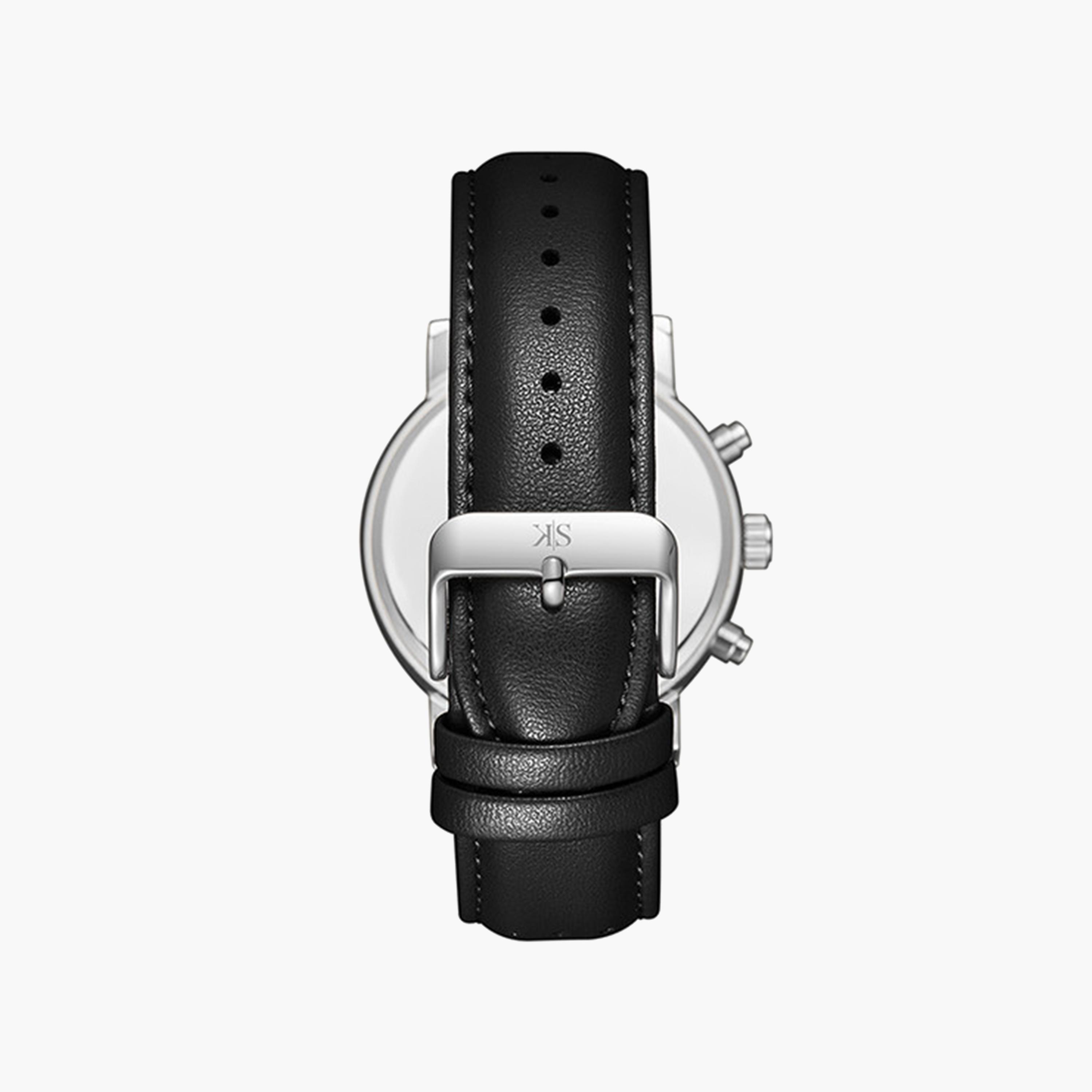 Kenneth Scott Men's 44 MM Black Strap Analog Leather Watch | K24119-SLBB-men-watchesandjewellery-watches-image-3