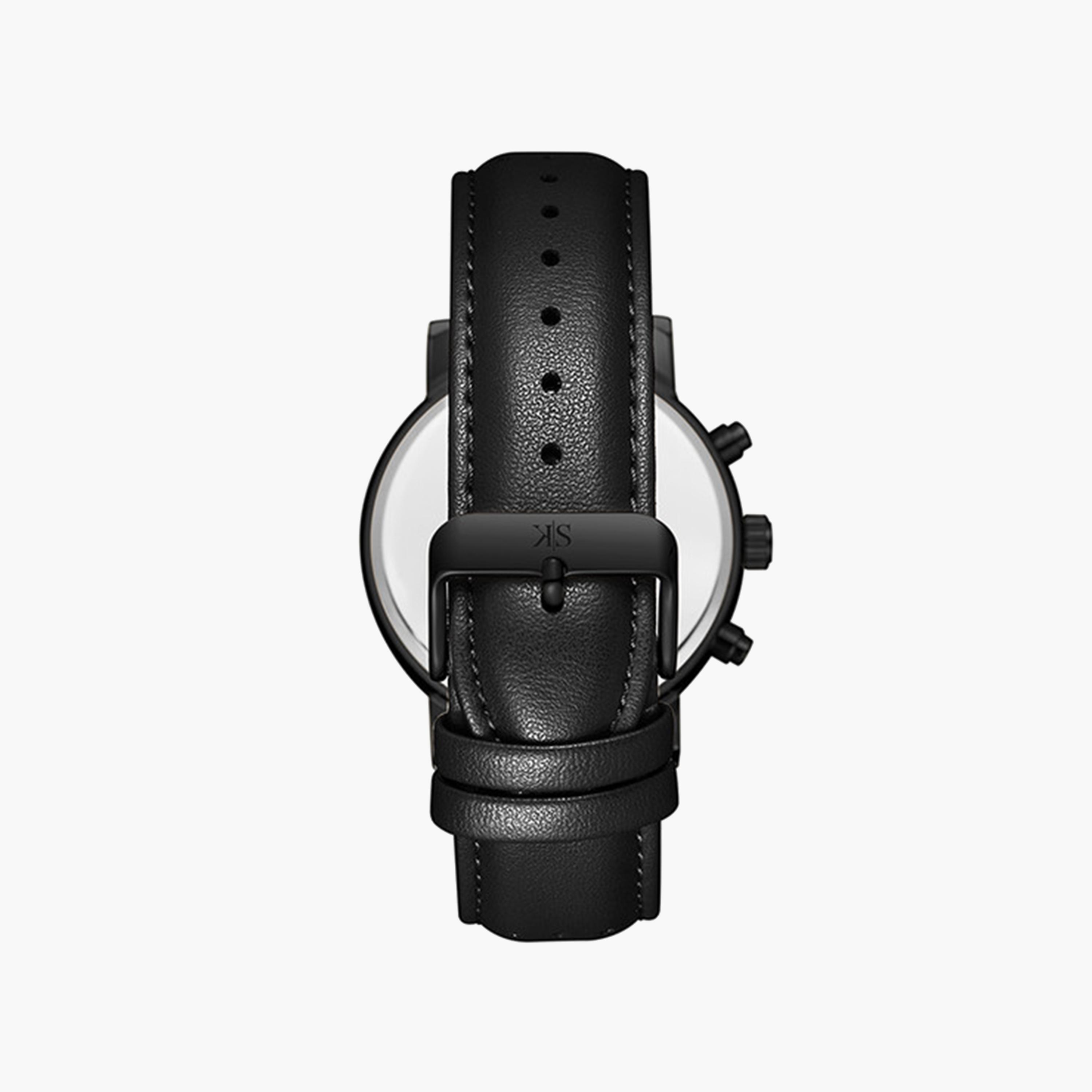 Kenneth Scott Men's 44 MM Black Strap Analog Leather Watch | K24119-BLBB-men-watchesandjewellery-watches-image-3