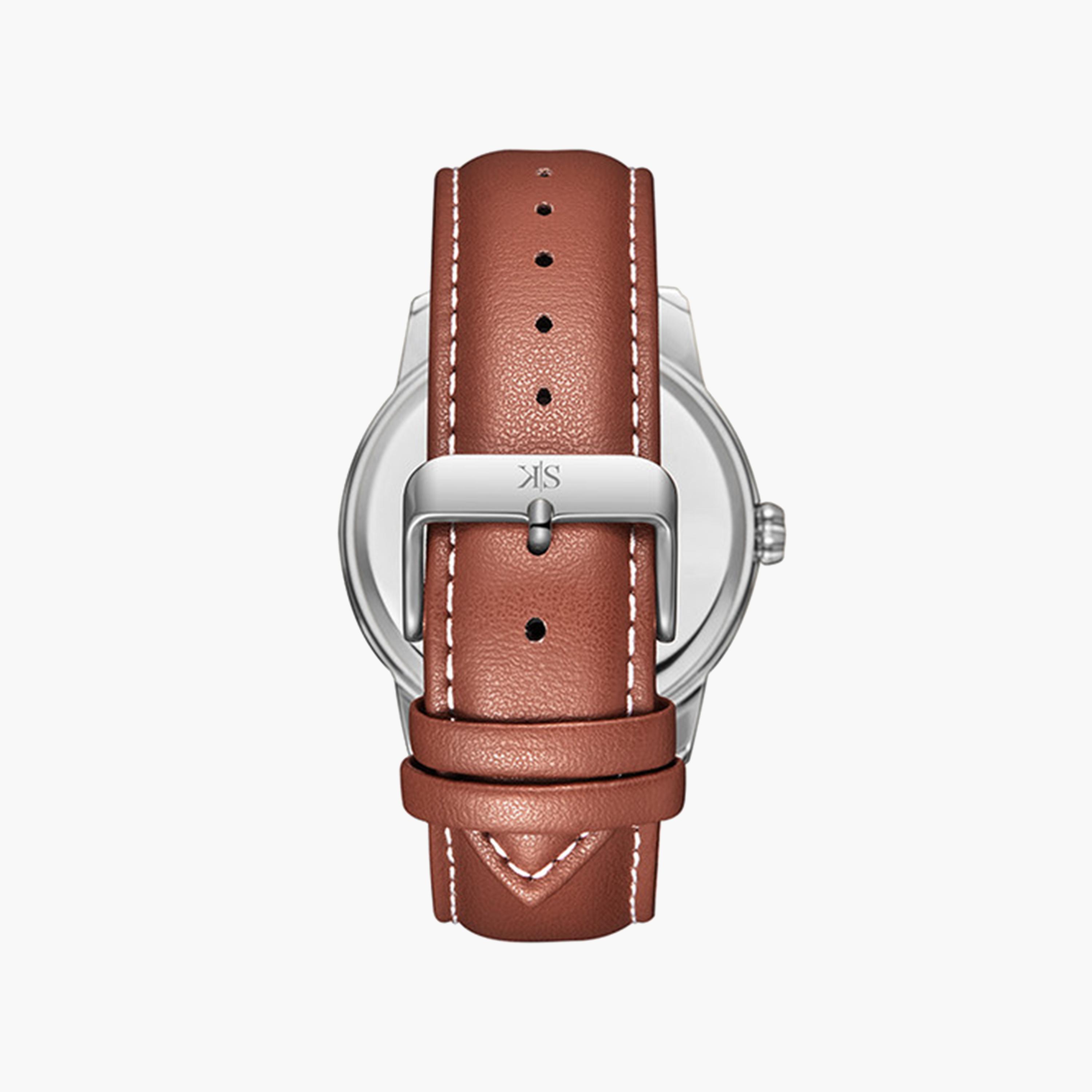 Kenneth Scott Men's 44 MM Brown Strap Analog Leather Watch | K24020-SLDI-men-watchesandjewellery-watches-image-3