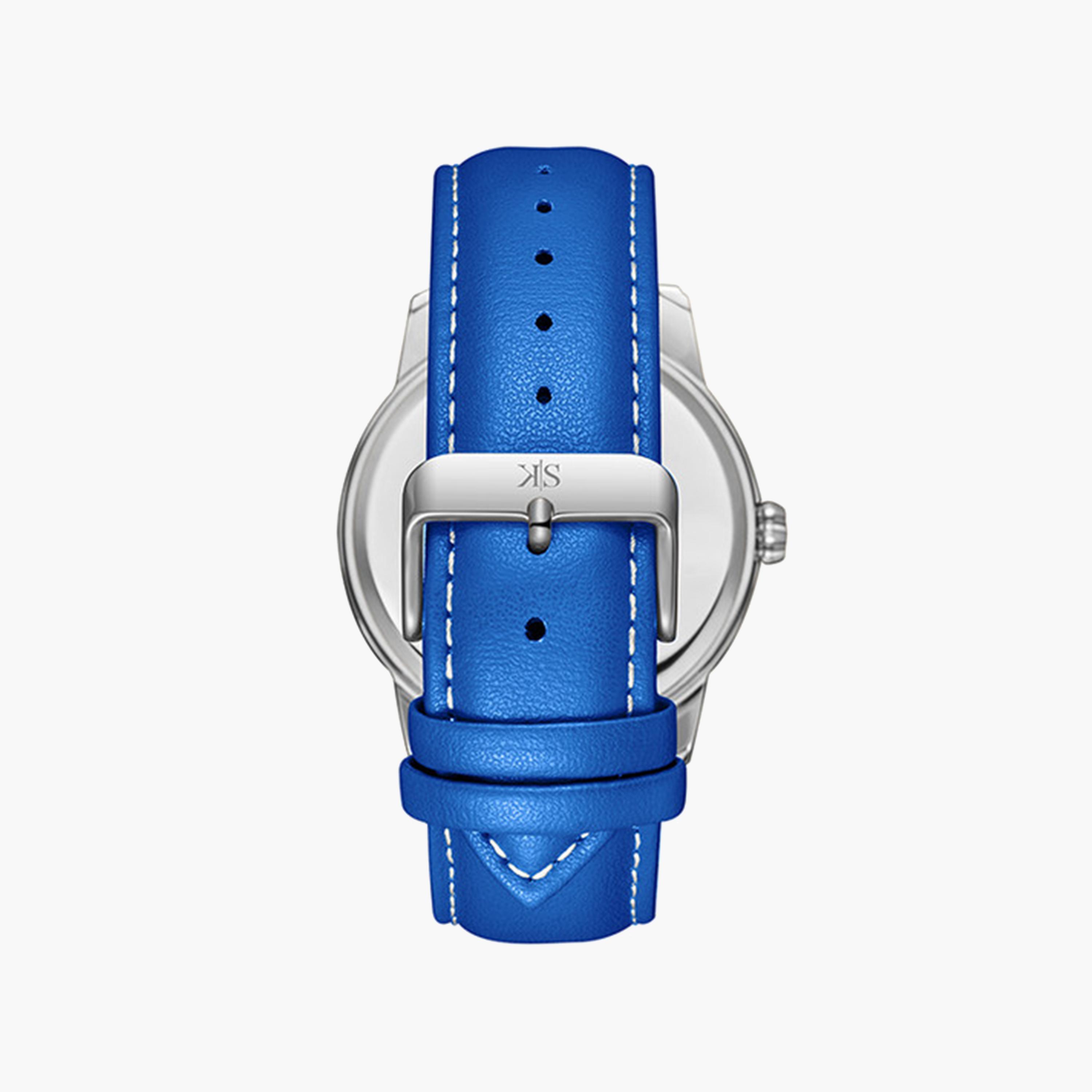 Kenneth Scott Men's 44 MM Blue Strap Analog Leather Watch | K24020-SLNN-men-watchesandjewellery-watches-image-3
