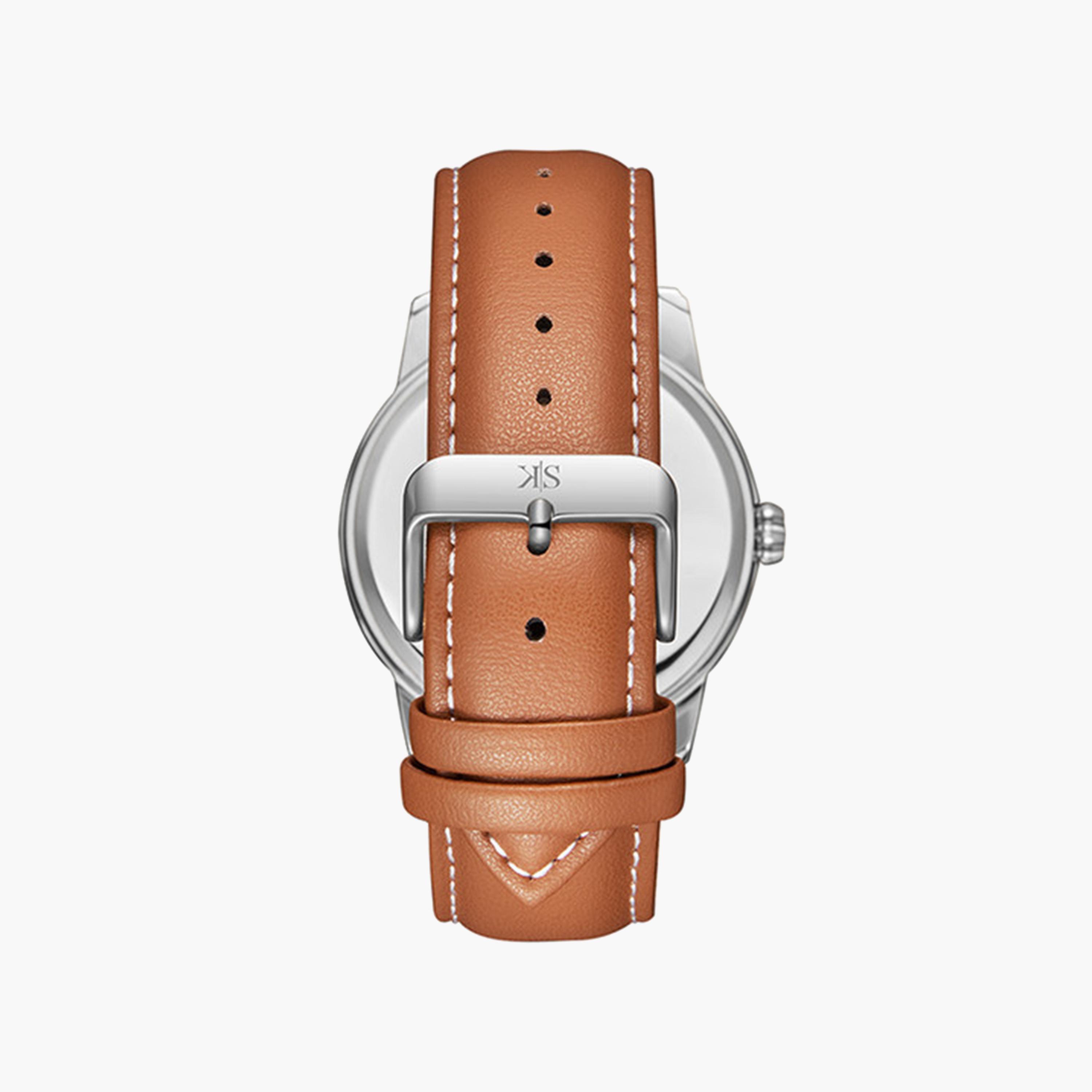 Kenneth Scott Men's 44 MM Brown Strap Analog Leather Watch | K24020-SLEH-men-watchesandjewellery-watches-image-3
