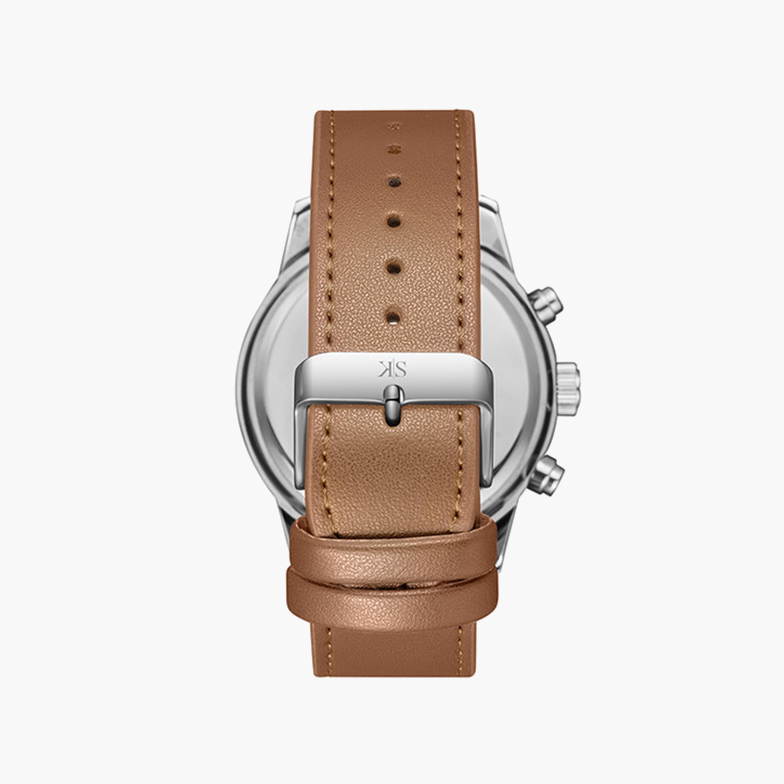 Kenneth Scott Men's 50 MM Brown Strap Chronograph Leather Watch | K24121-SLFWN-men-watchesandjewellery-watches-image-3