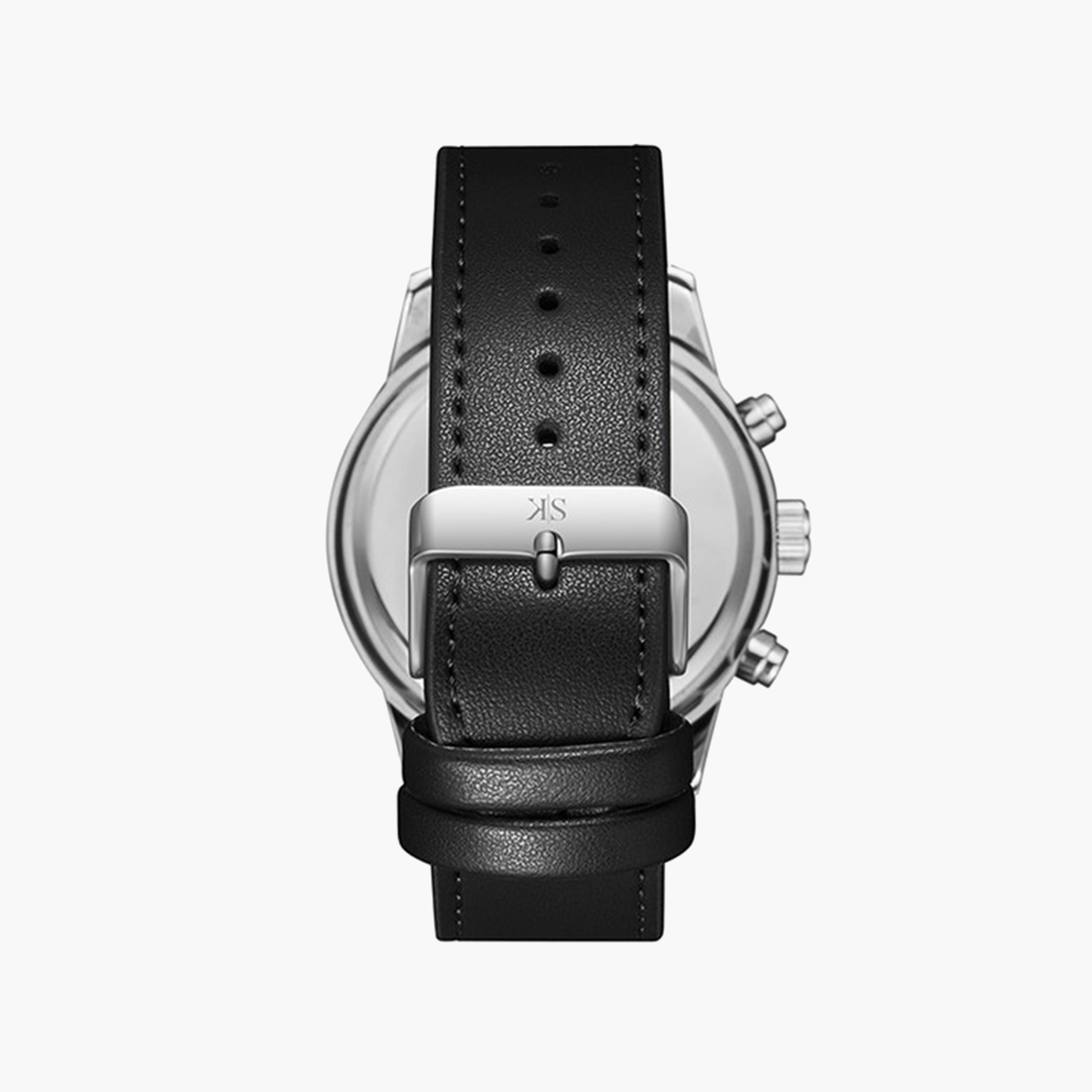 Kenneth Scott Men's 50 MM Black Strap Chronograph Leather Watch | K24121-SLBBK-men-watchesandjewellery-watches-image-3