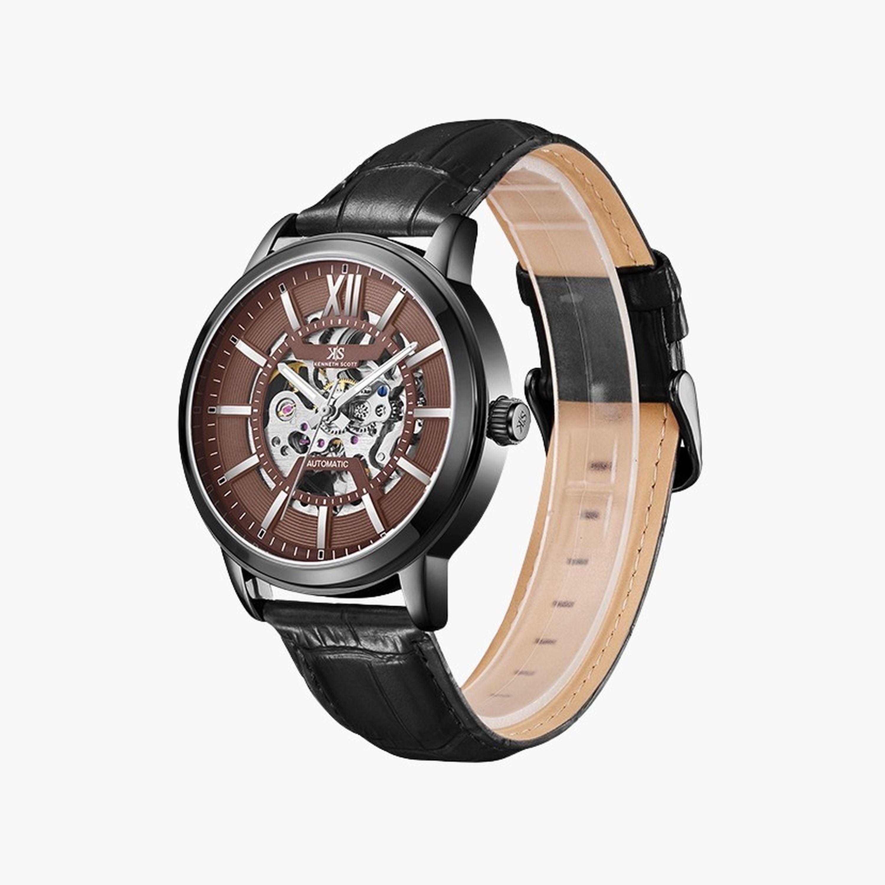كينيث سكوت-  ساعة رجالية جلدية أوتوماتيكية   44 مم سوار أسود | K24323-BLBH-men-watchesandjewellery-watches-image-2