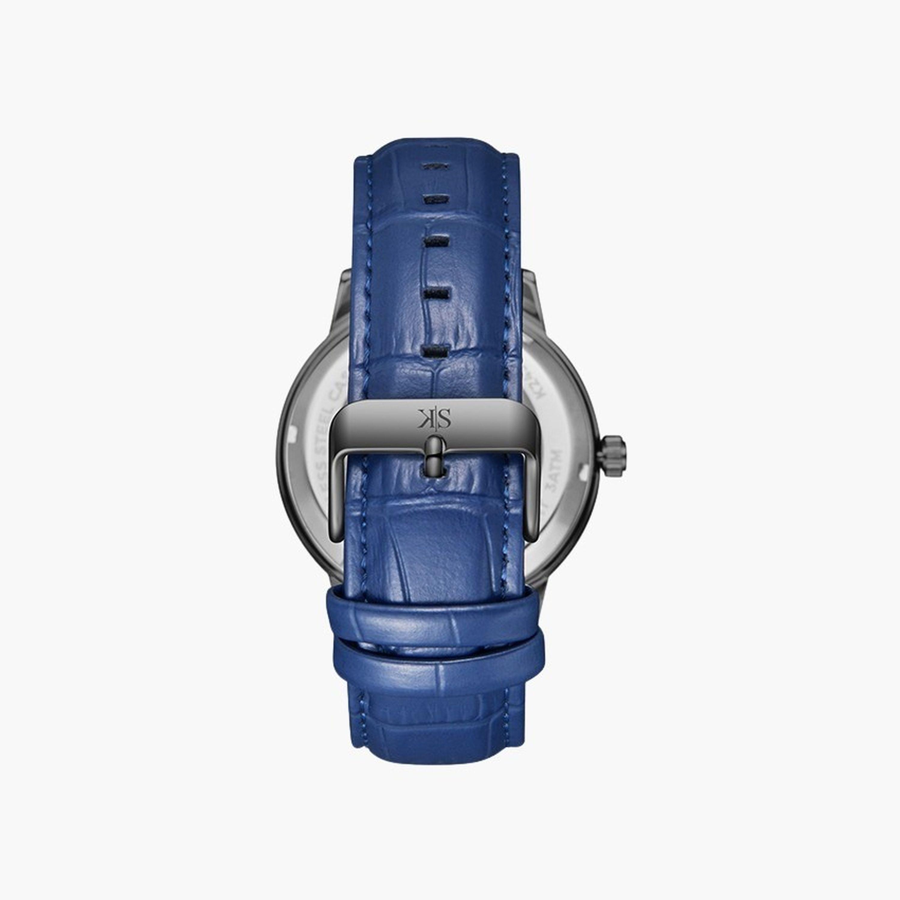 Kenneth Scott Men's 44 MM Blue Strap Automatic Leather Watch | K24323-XLNN-men-watchesandjewellery-watches-image-3