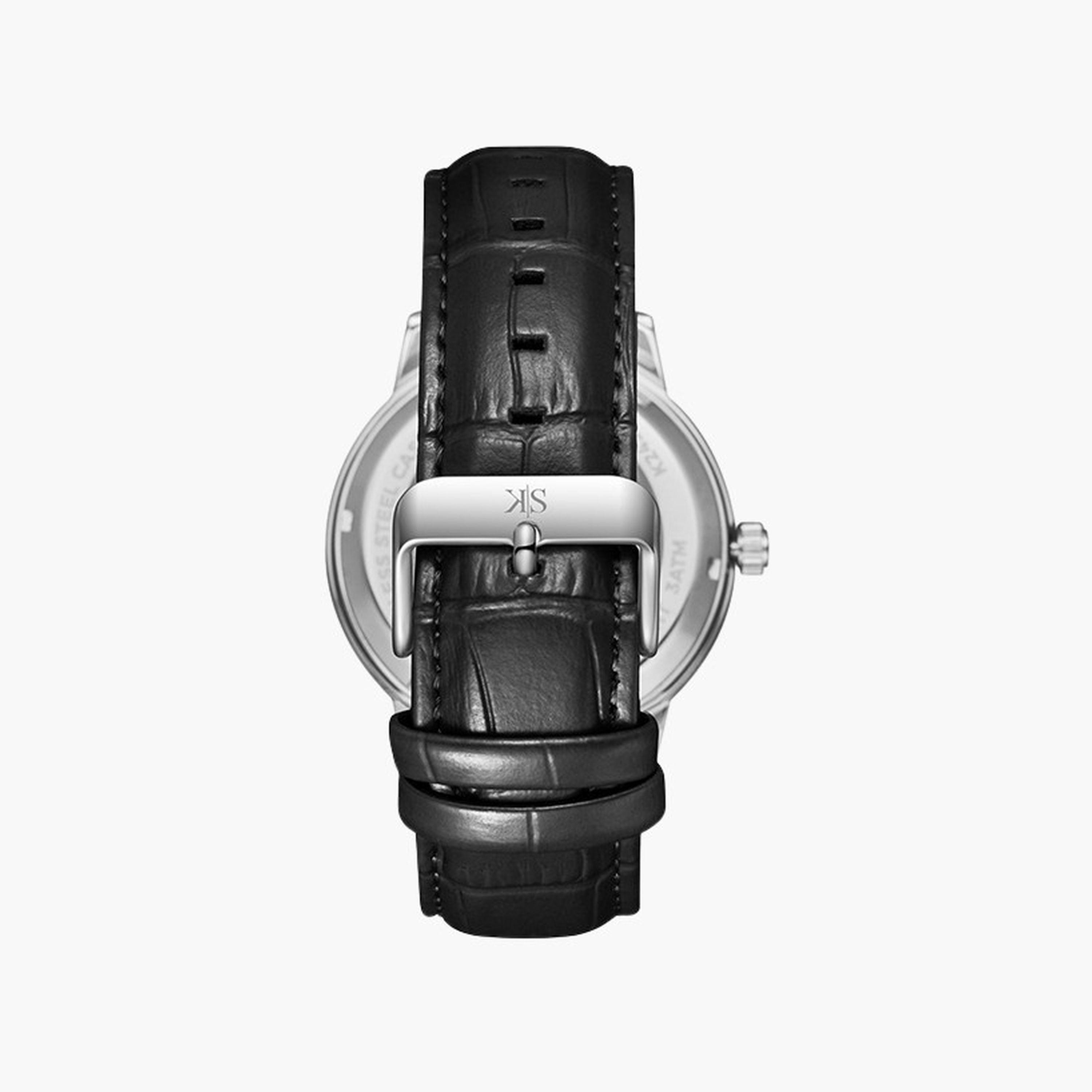 Kenneth Scott Men's 44 MM Black Strap Automatic Leather Watch | K24323-SLBBK-men-watchesandjewellery-watches-image-3