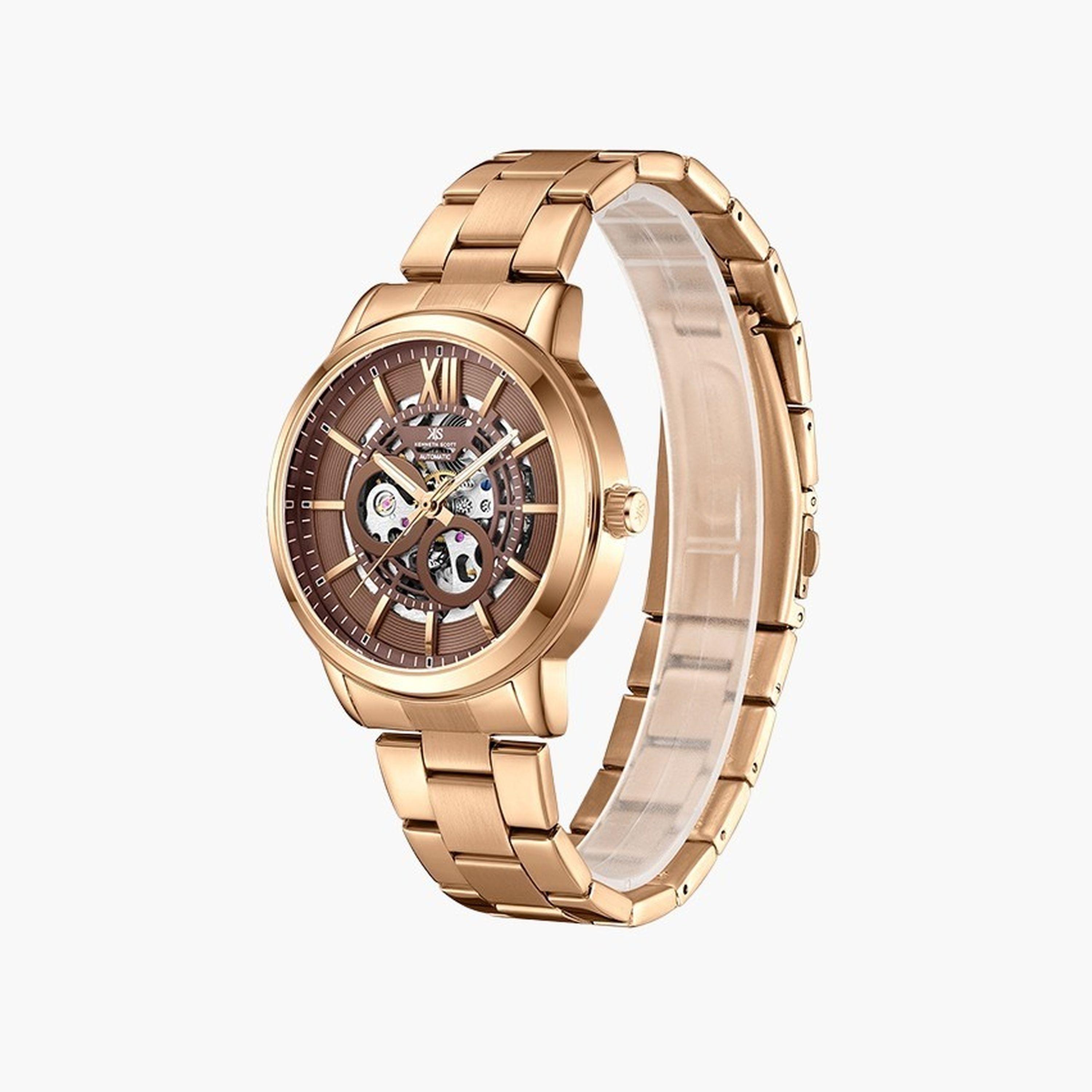 كينيث سكوت-  ساعة رجالية أوتوماتيكية   بحزام ذهبي من ستانلس ستيل 44 مم | K24324-DBDD-men-watchesandjewellery-watches-image-3