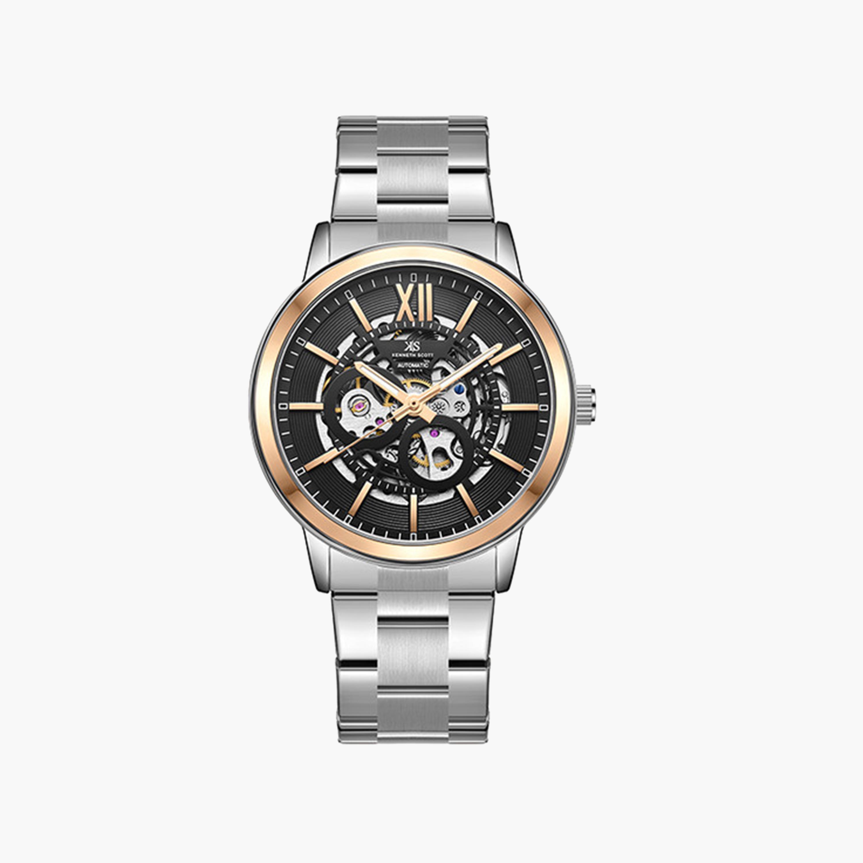 كينيث سكوت-  ساعة رجالية أوتوماتيكية   بحزام فضي من ستانلس ستيل 44 مم | K24324-KBSN-men-watchesandjewellery-watches-image-1
