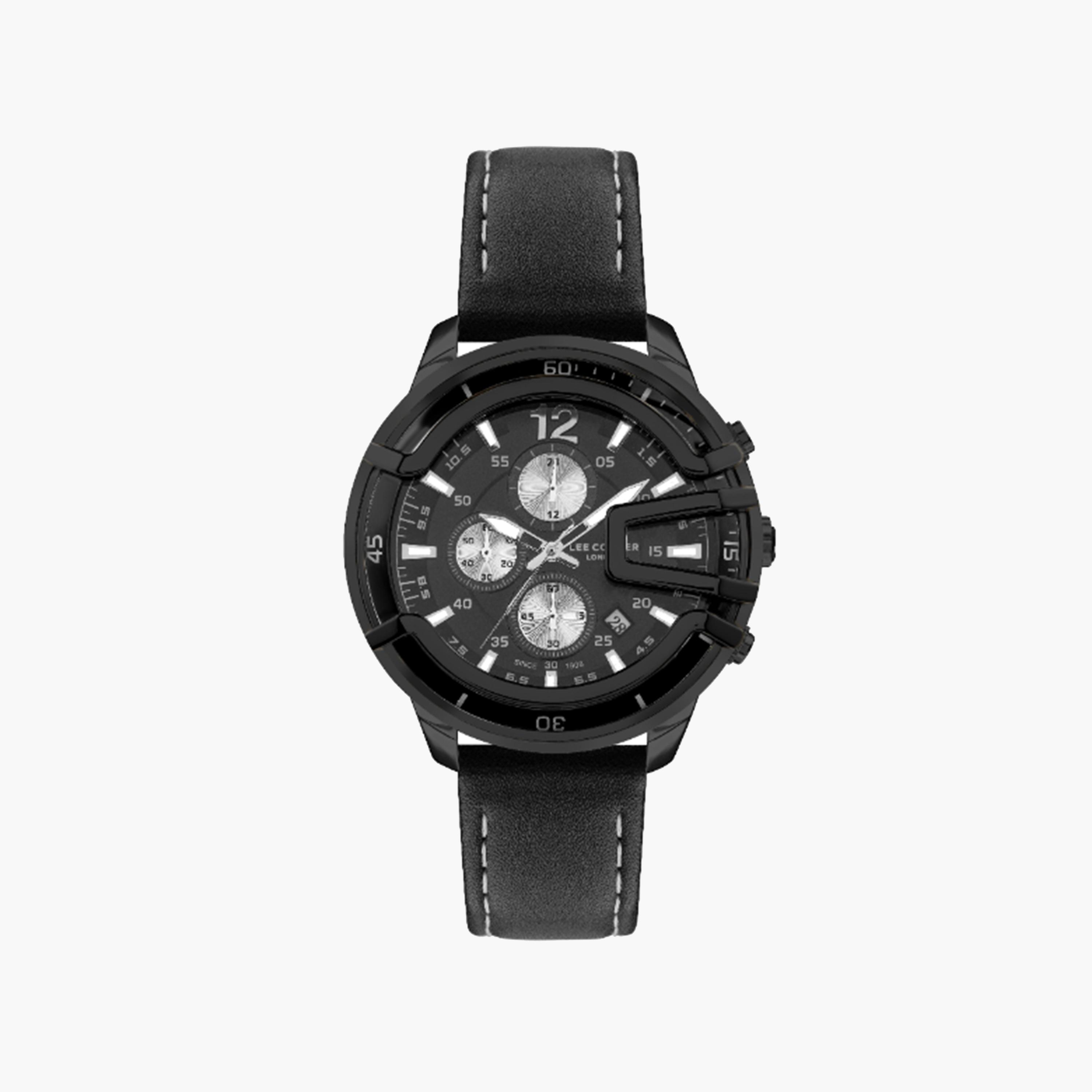 Lee Cooper Men's 48 MM Black Strap Chronograph Leather Watch | LC07468.651-men-watchesandjewellery-watches-image-1